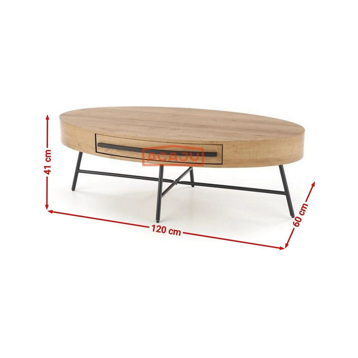 Masuta cafea CAROLINA, stejar auriu/negru, 120x60x41 cm