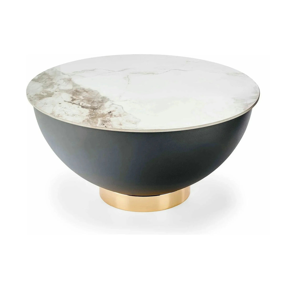 Masuta cafea CECILIA, alb cu efect de marmura/gri/auriu, ceramica/otel, 73x73x37 cm