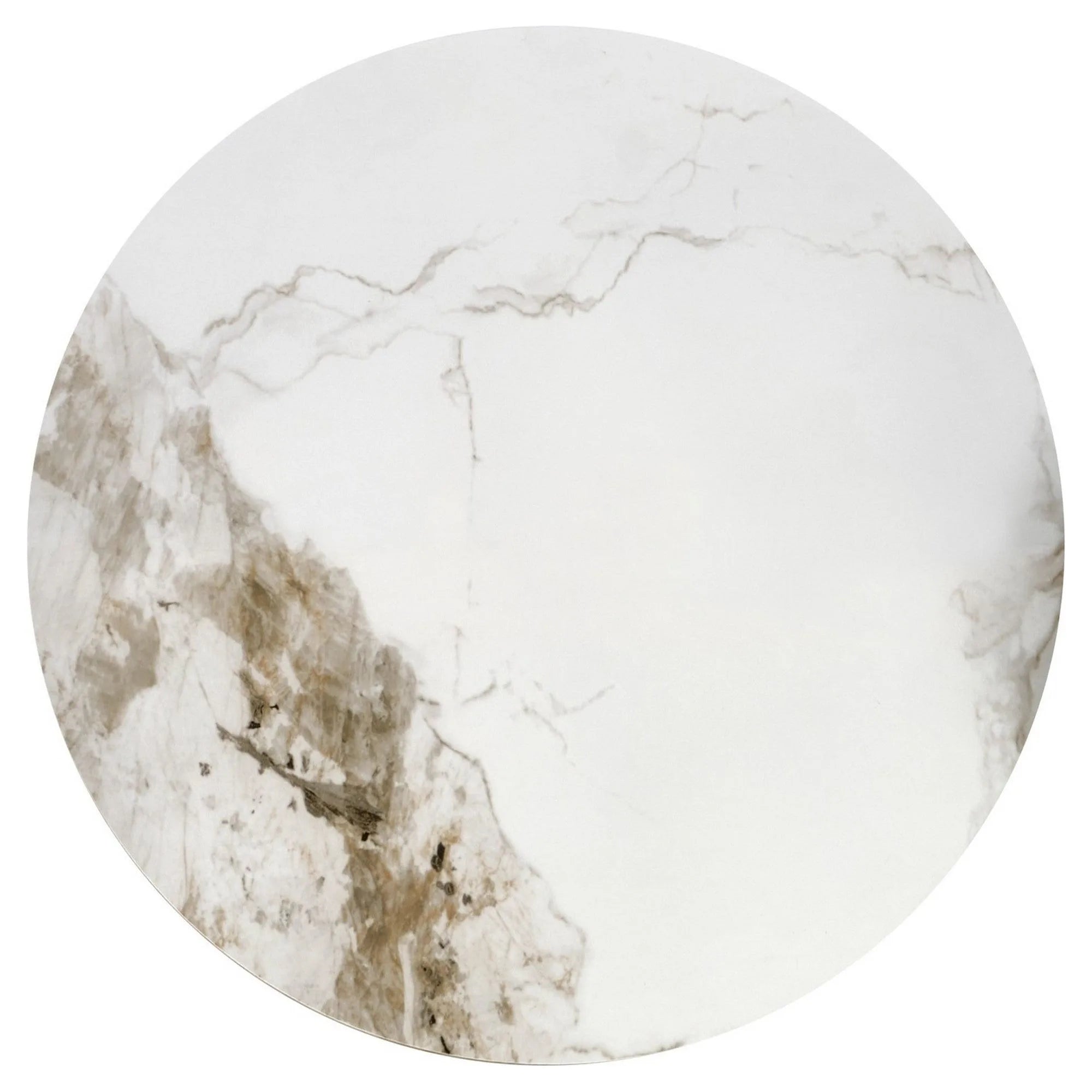 Masuta cafea CECILIA, alb cu efect de marmura/negru/auriu, ceramica/otel, 73x73x37 cm