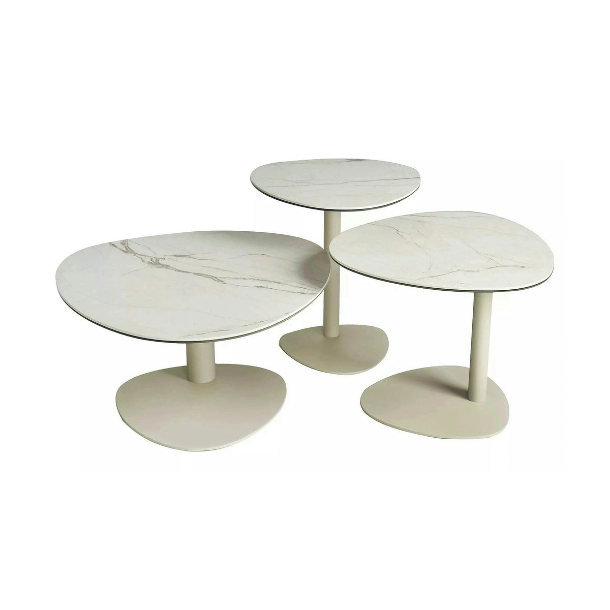 Măsuță cafea CIAO A, bej mat/cașmir, sticlă securizată/ceramică/metal, 74x74x38 cm
