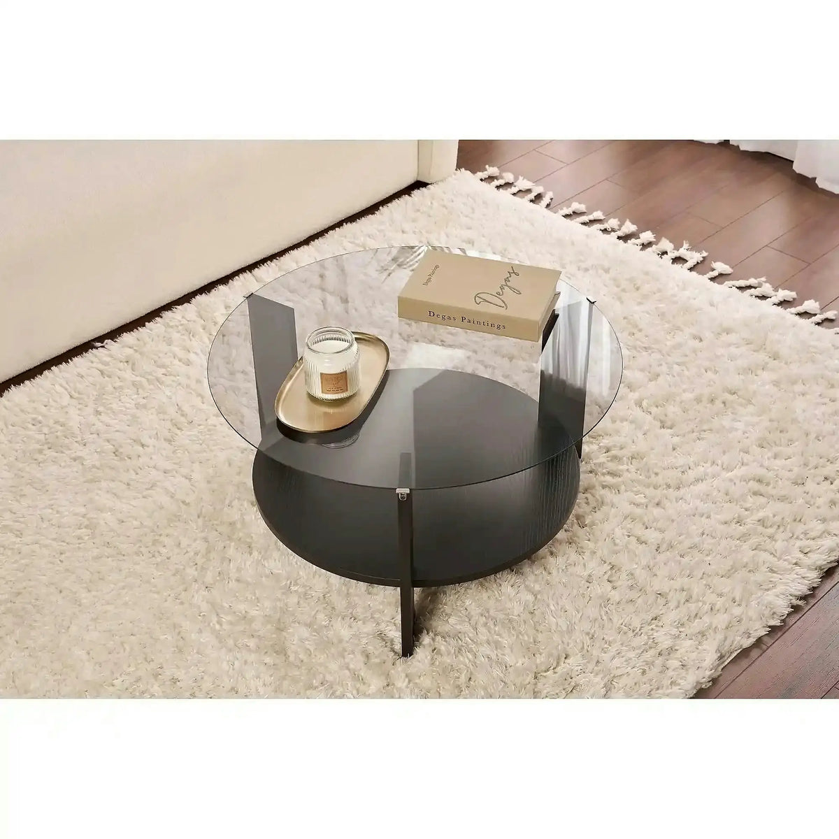 Masuta cafea CLARA, negru/fumuriu, PAL/sticla, 75x75x40 cm