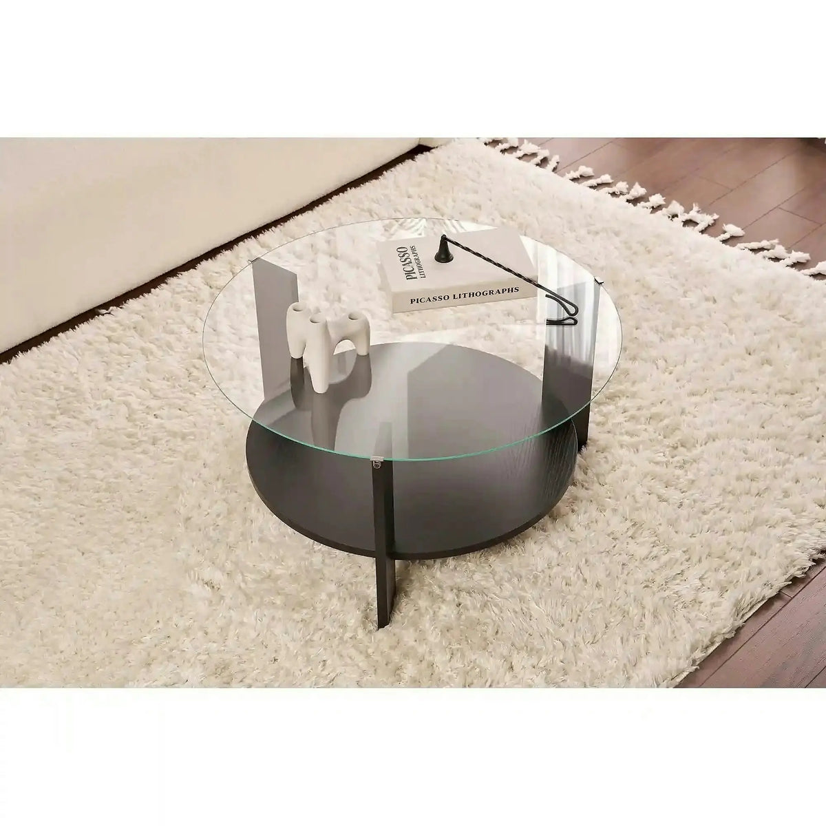 Masuta cafea CLARA, negru, PAL/sticla, 75x75x40 cm