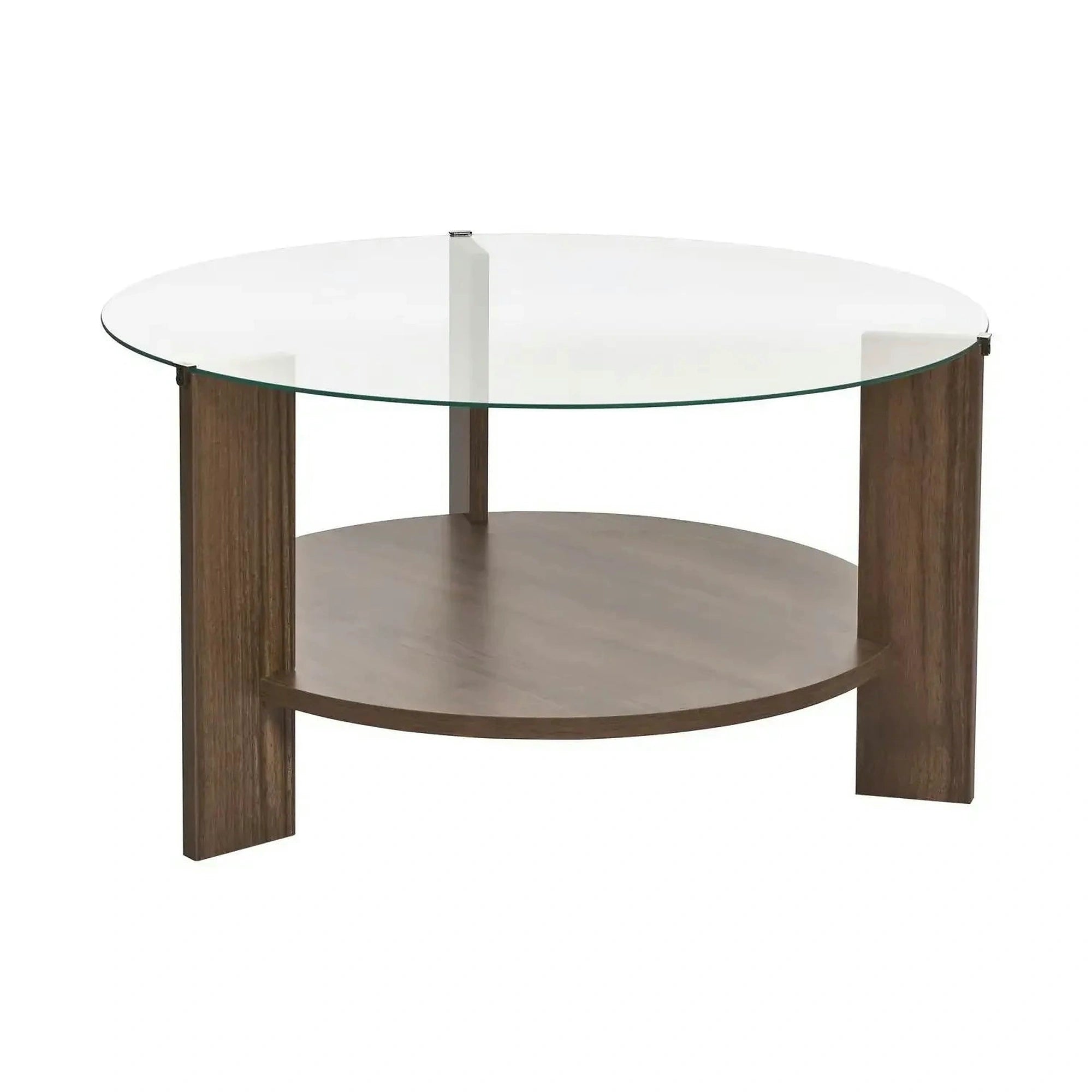 Masuta cafea CLARA, nuc, PAL/sticla, 75x75x40 cm