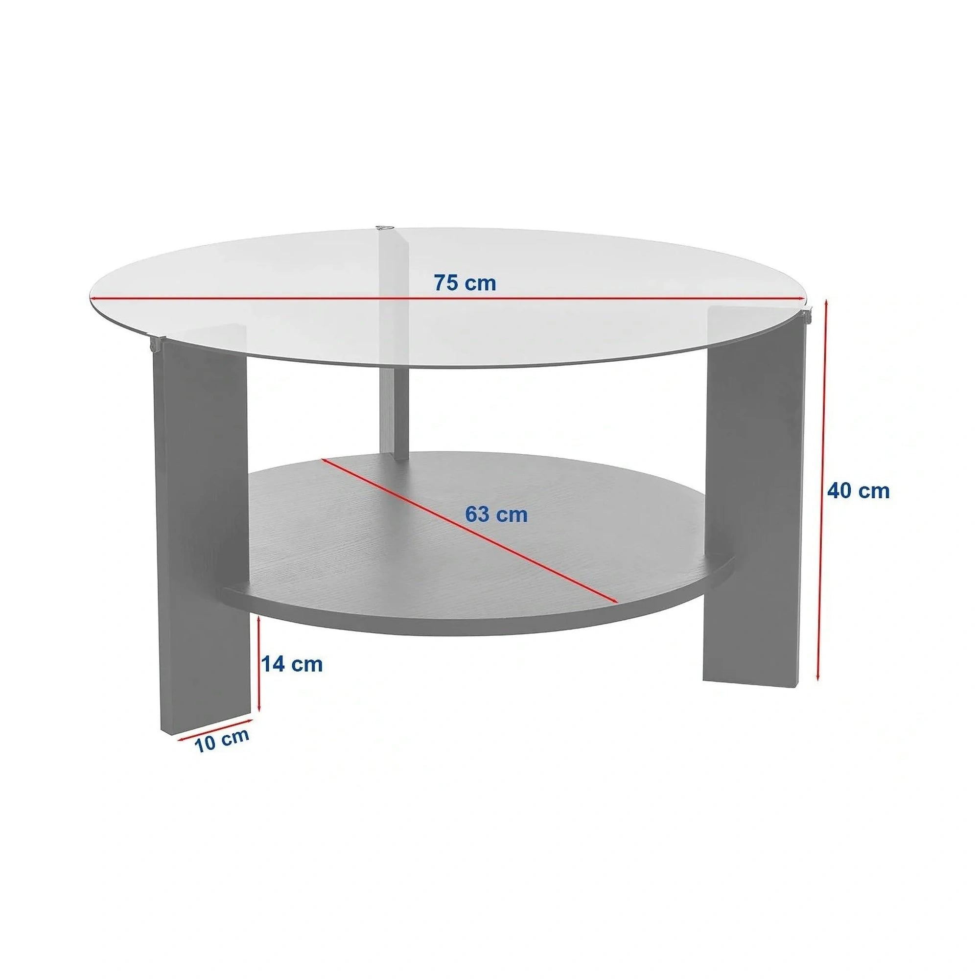 Masuta cafea CLARA, nuc, PAL/sticla, 75x75x40 cm