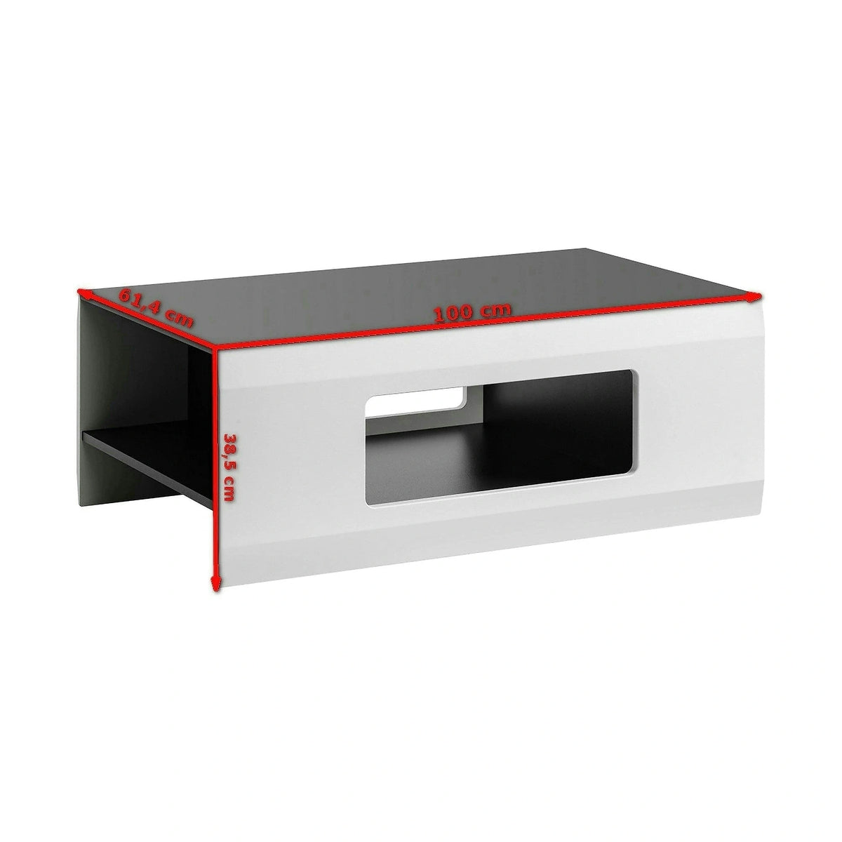 Masuta cafea CLIFF, gri grafit/alb, PAL, 100x61x38 cm