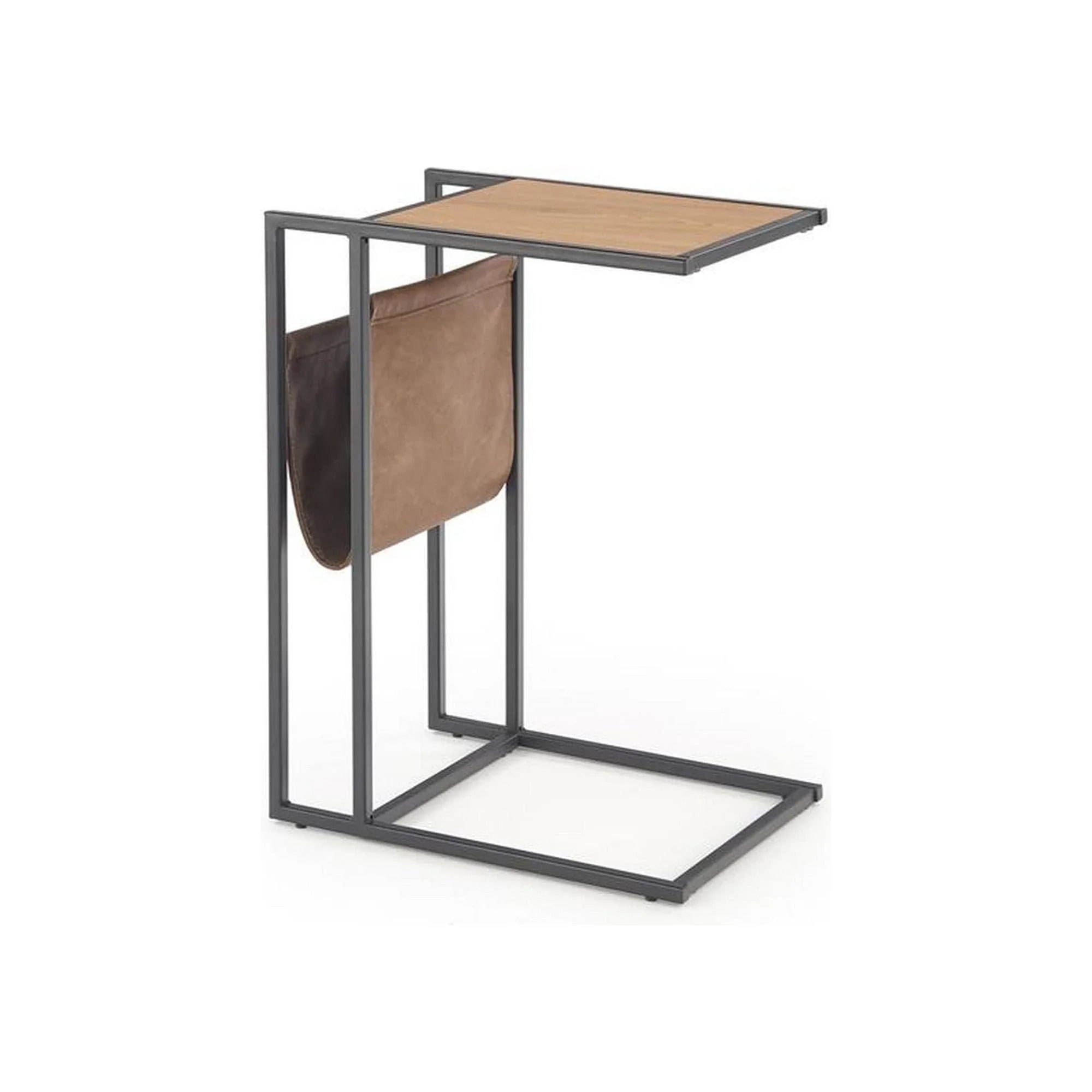 Masuta cafea COMPACT, stejar auriu/negru, otel/piele ecologica, 47x33x65 cm