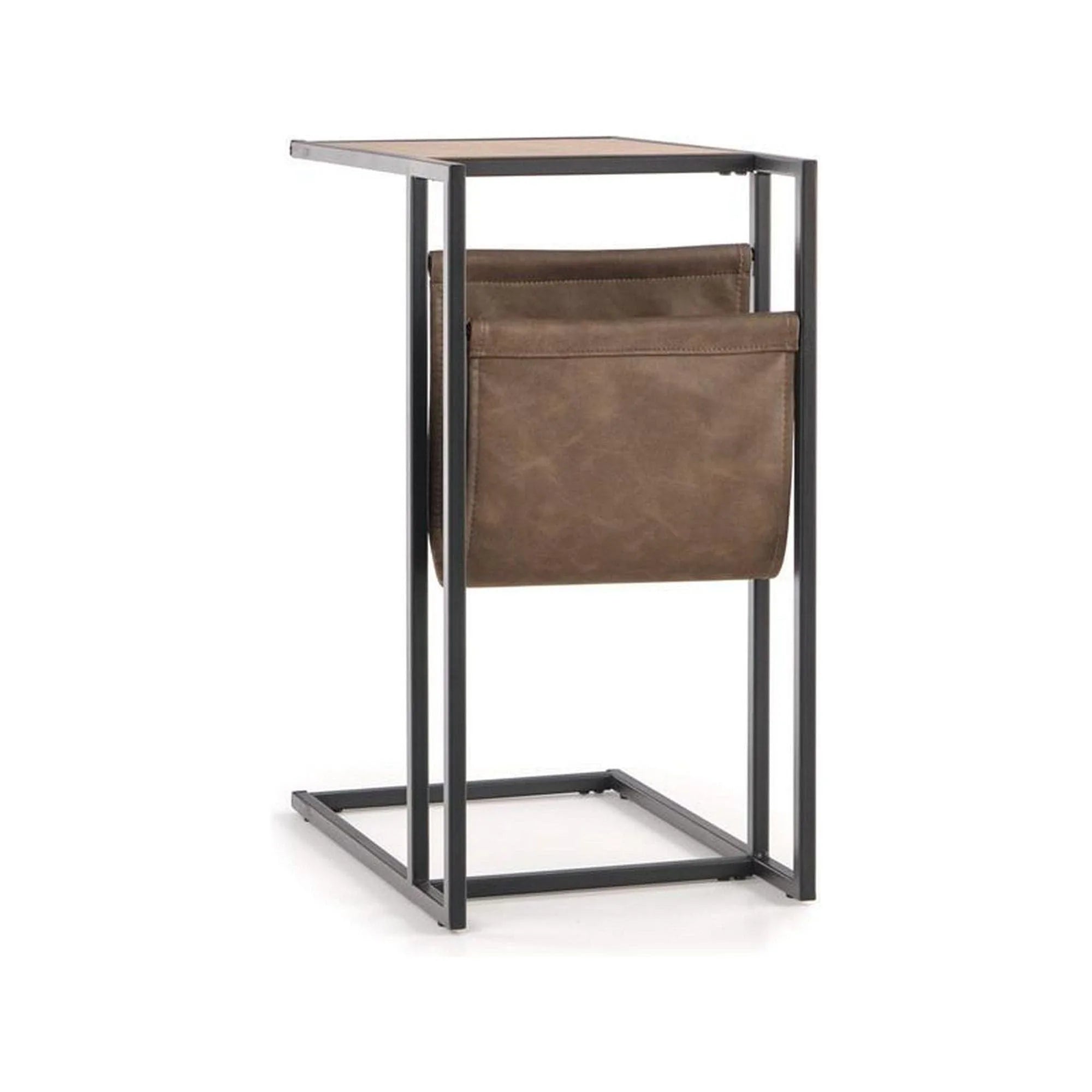 Masuta cafea COMPACT, stejar auriu/negru, otel/piele ecologica, 47x33x65 cm