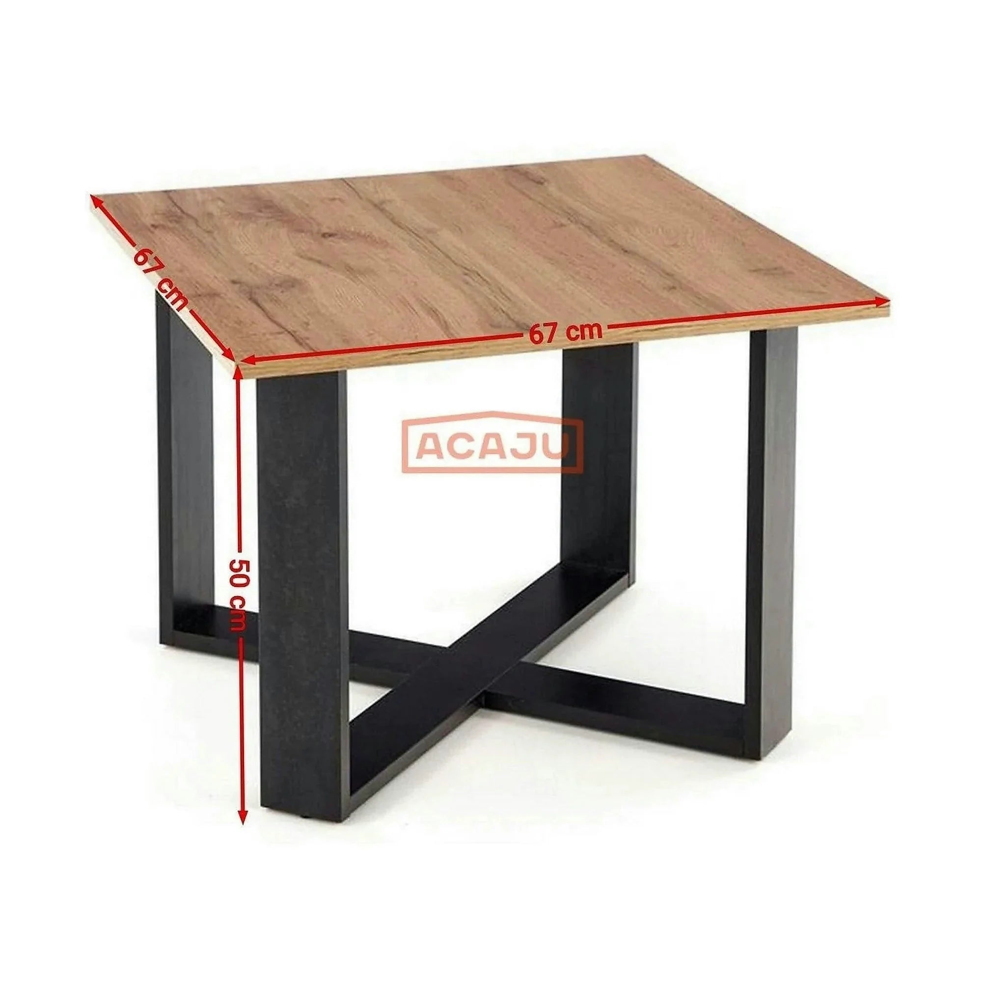Masuta cafea Cross, stejar wotan/negru, PAL furniruit, 67x67x50 cm