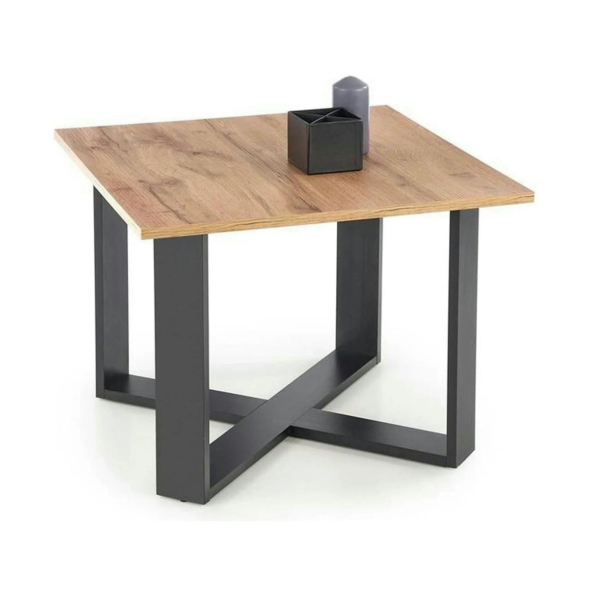 Masuta cafea Cross, stejar wotan/negru, PAL furniruit, 67x67x50 cm