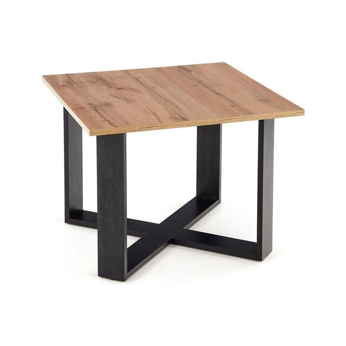 Masuta cafea Cross, stejar wotan/negru, PAL furniruit, 67x67x50 cm