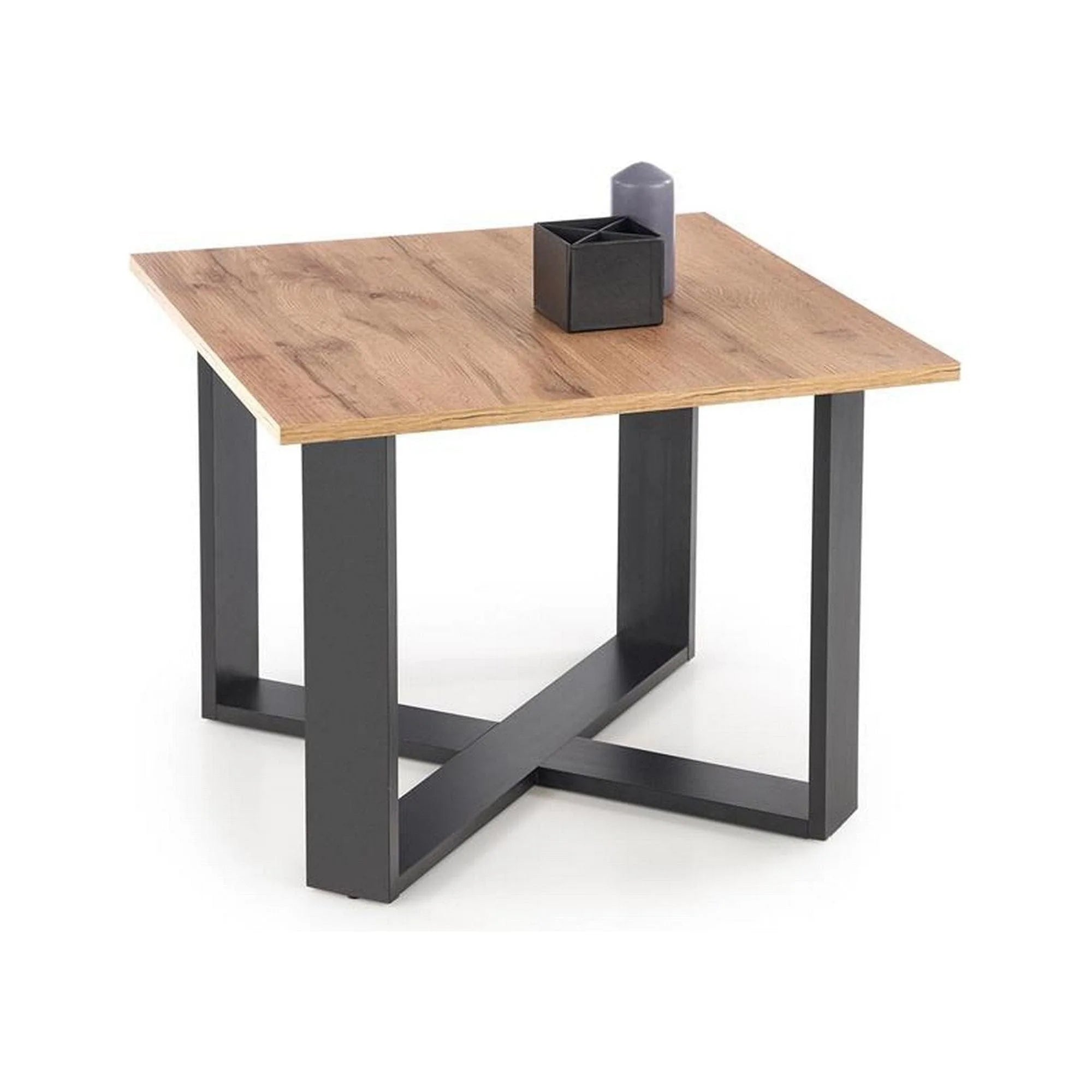 Masuta cafea Cross, stejar wotan/negru, PAL furniruit, 67x67x50 cm