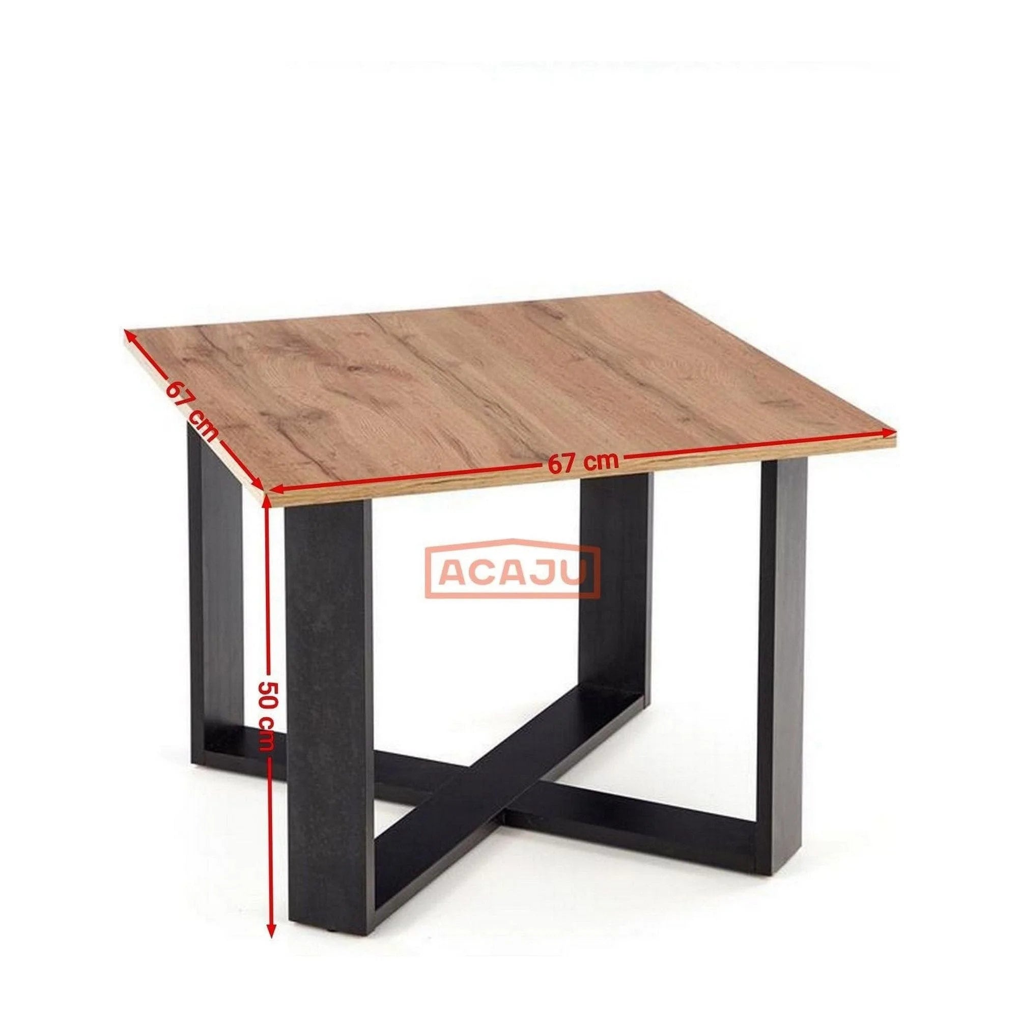 Masuta cafea Cross, stejar wotan/negru, PAL furniruit, 67x67x50 cm