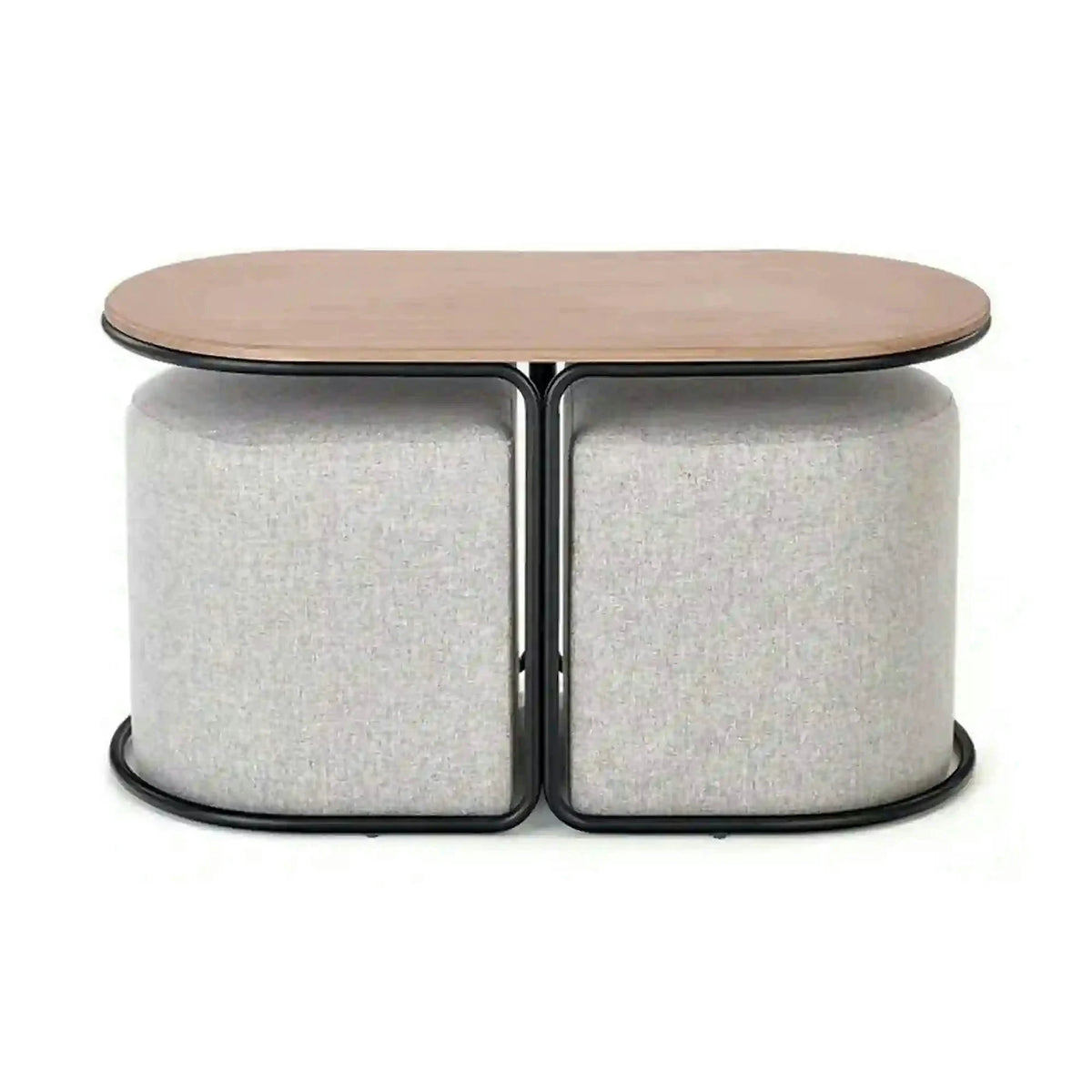 Masuta cafea cu tabureti PAMPA, nuc/gri, 88x43x49 cm