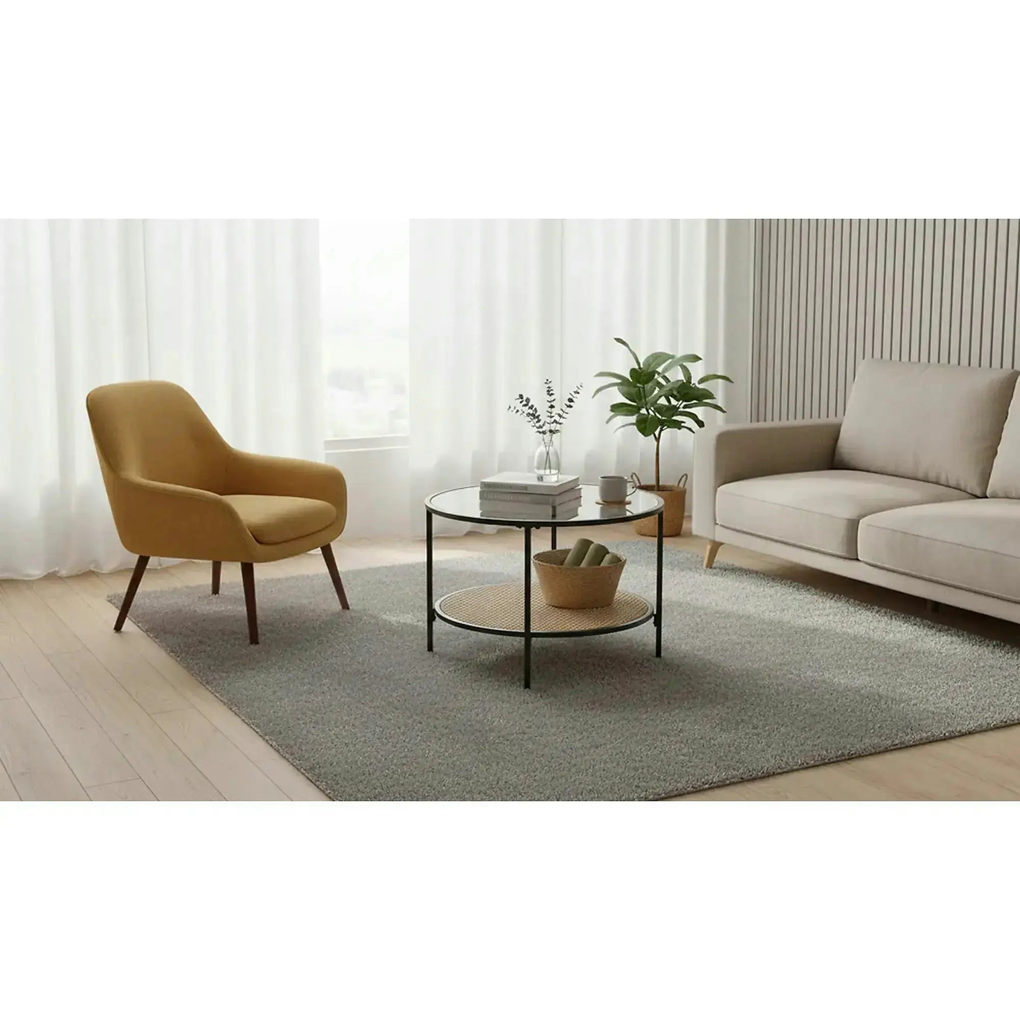 Masuta cafea DAKOTA, negru fumuriu/negru, ratan sintetic/otel, 60x60x45 cm
