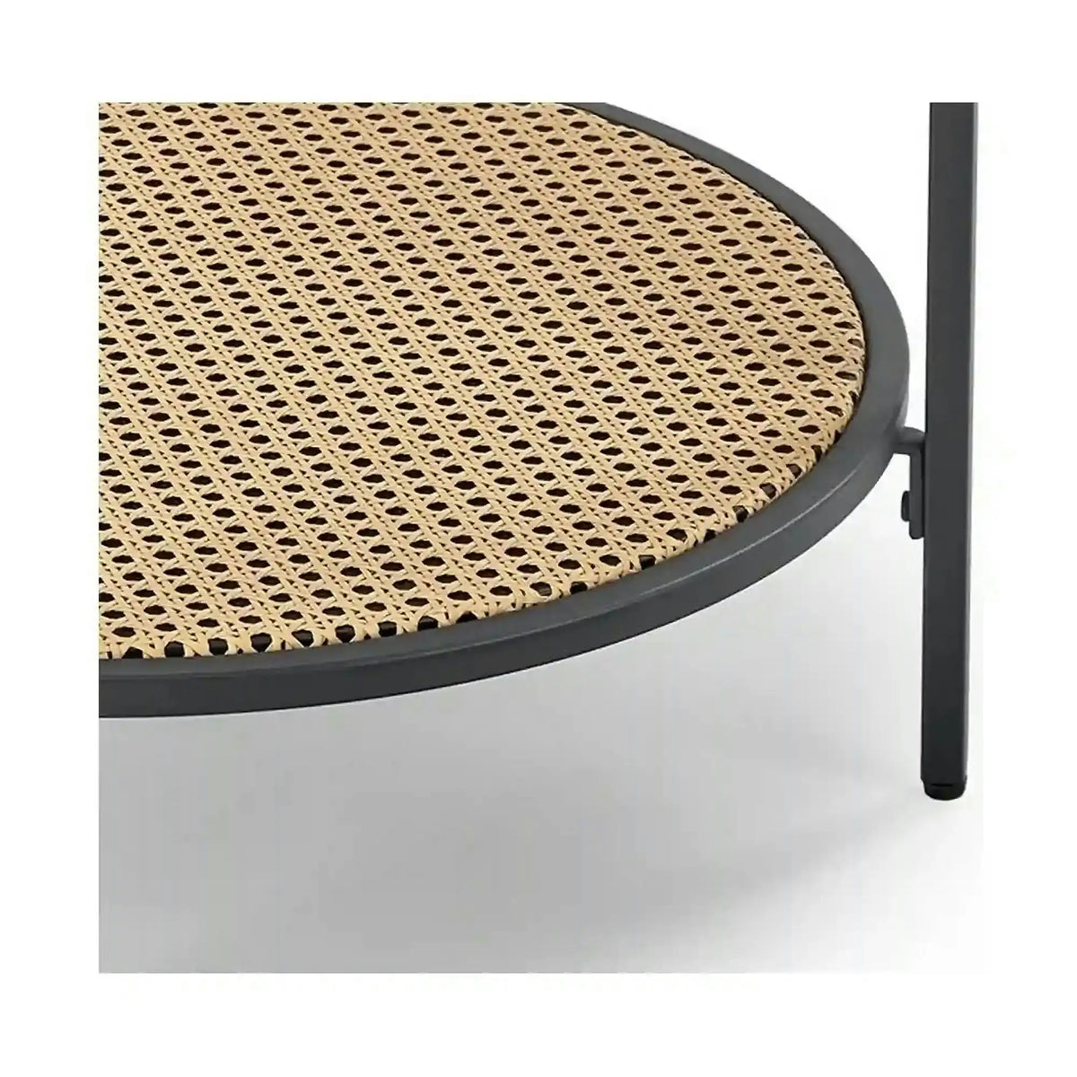Masuta cafea DAKOTA, negru fumuriu/negru, ratan sintetic/otel, 60x60x45 cm