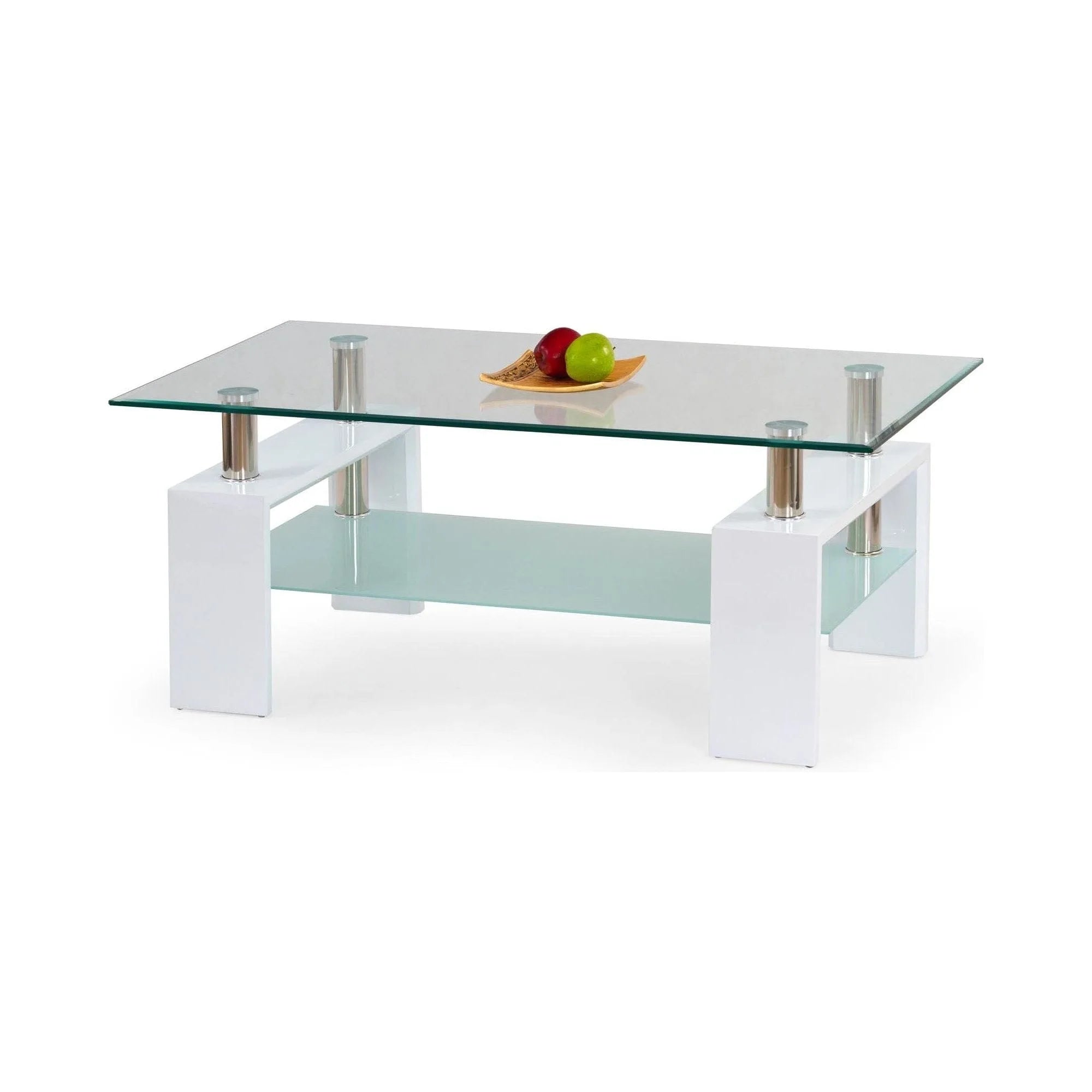 Masuta cafea DIANA H, transparent/alb, 110x60x55 cm