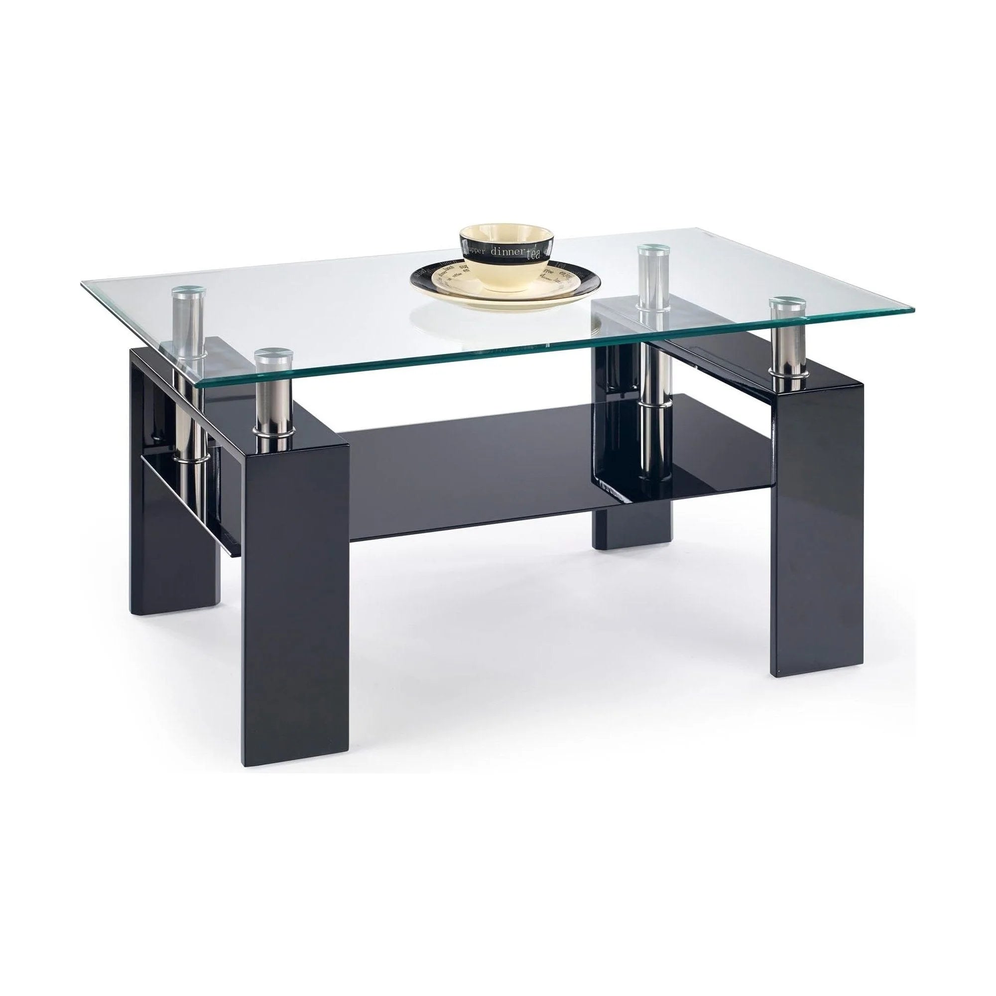 Masuta cafea DIANA H, transparent/negru, 110x60x55 cm