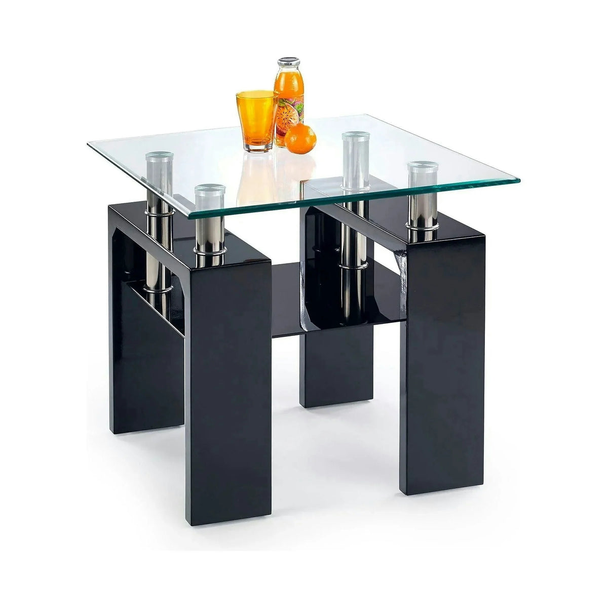 Masuta cafea DIANA H, transparent/negru, 60x60x55 cm