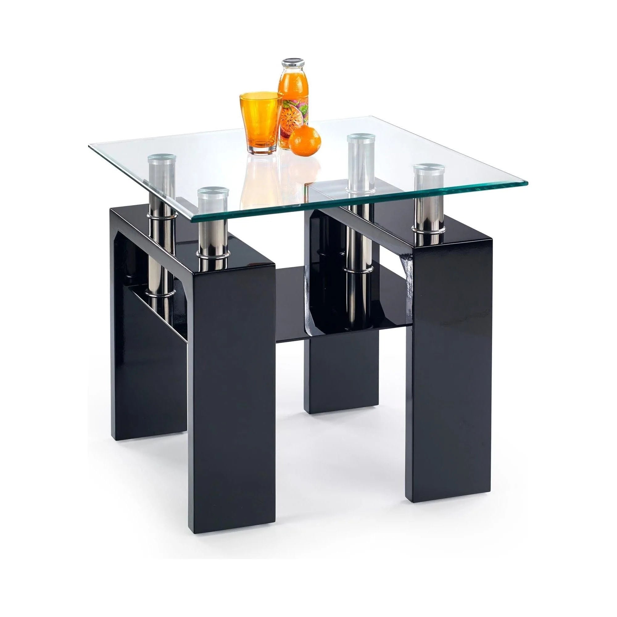 Masuta cafea DIANA H, transparent/negru, 60x60x55 cm