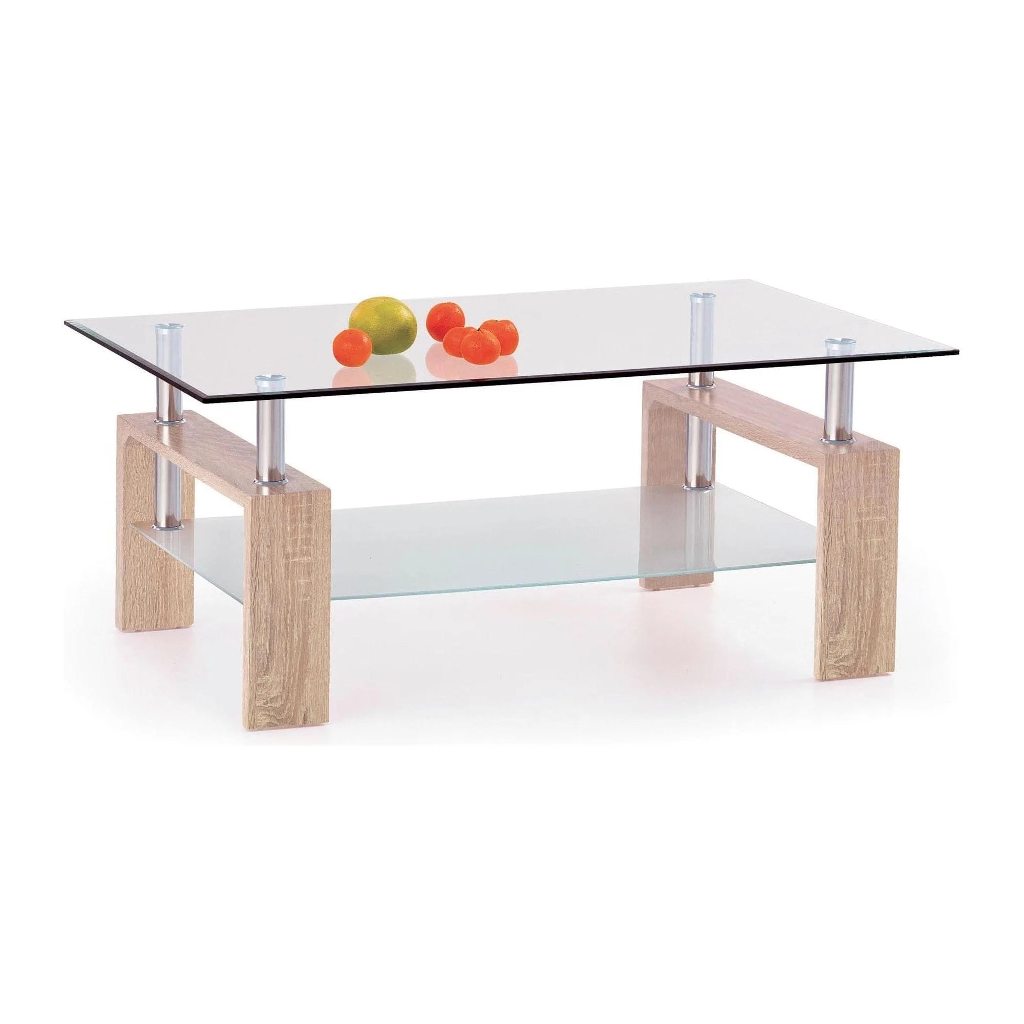 Masuta cafea DIANA H, transparent/stejar sonoma, 110x60x55 cm