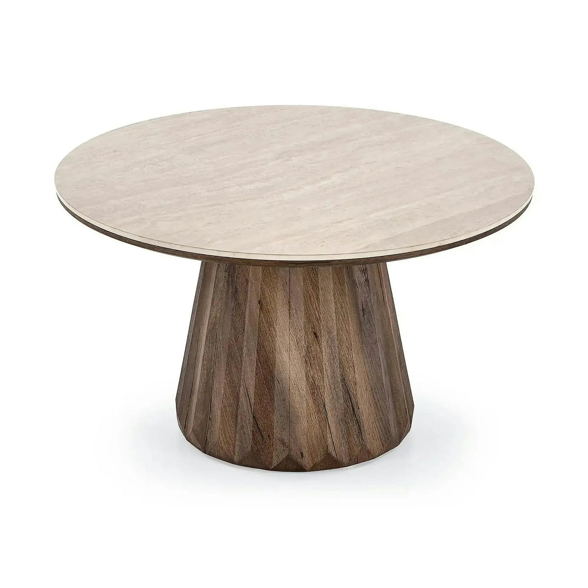 Masuta cafea DIAVOLA, travertin/nuc, 80x47 cm