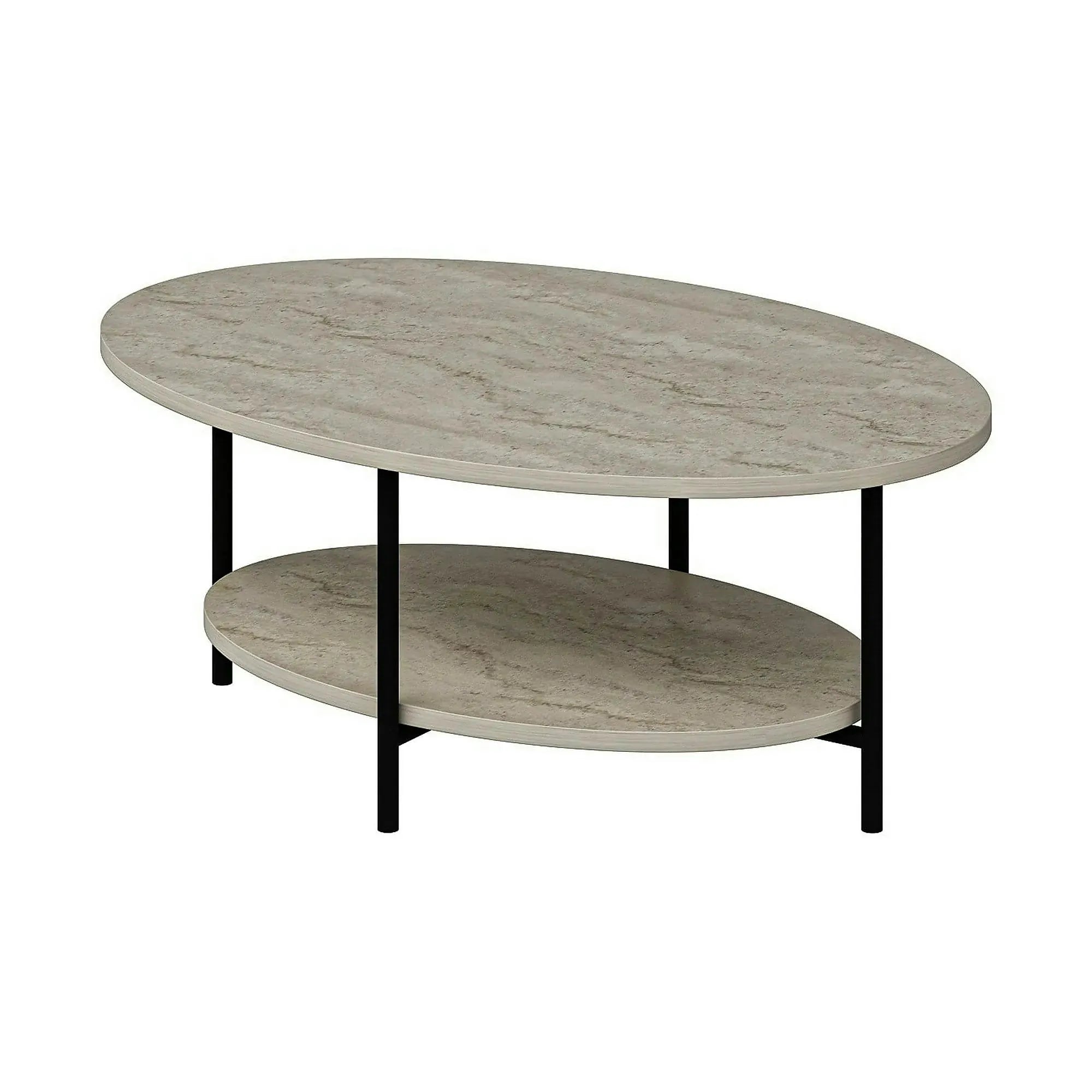 Masuta cafea ELIS, bej cu efect de marmura, PAL melaminat, 90x60x36 cm