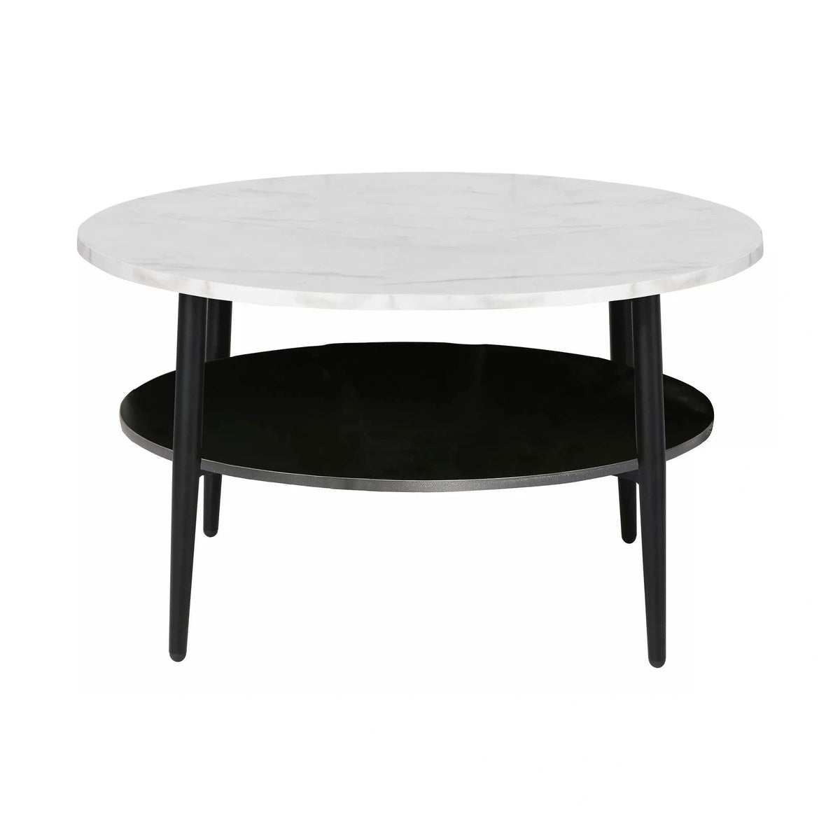 Masuta cafea ELLA A, alb cu efect de marmura/negru mat, PAL/metal, 80x45 cm