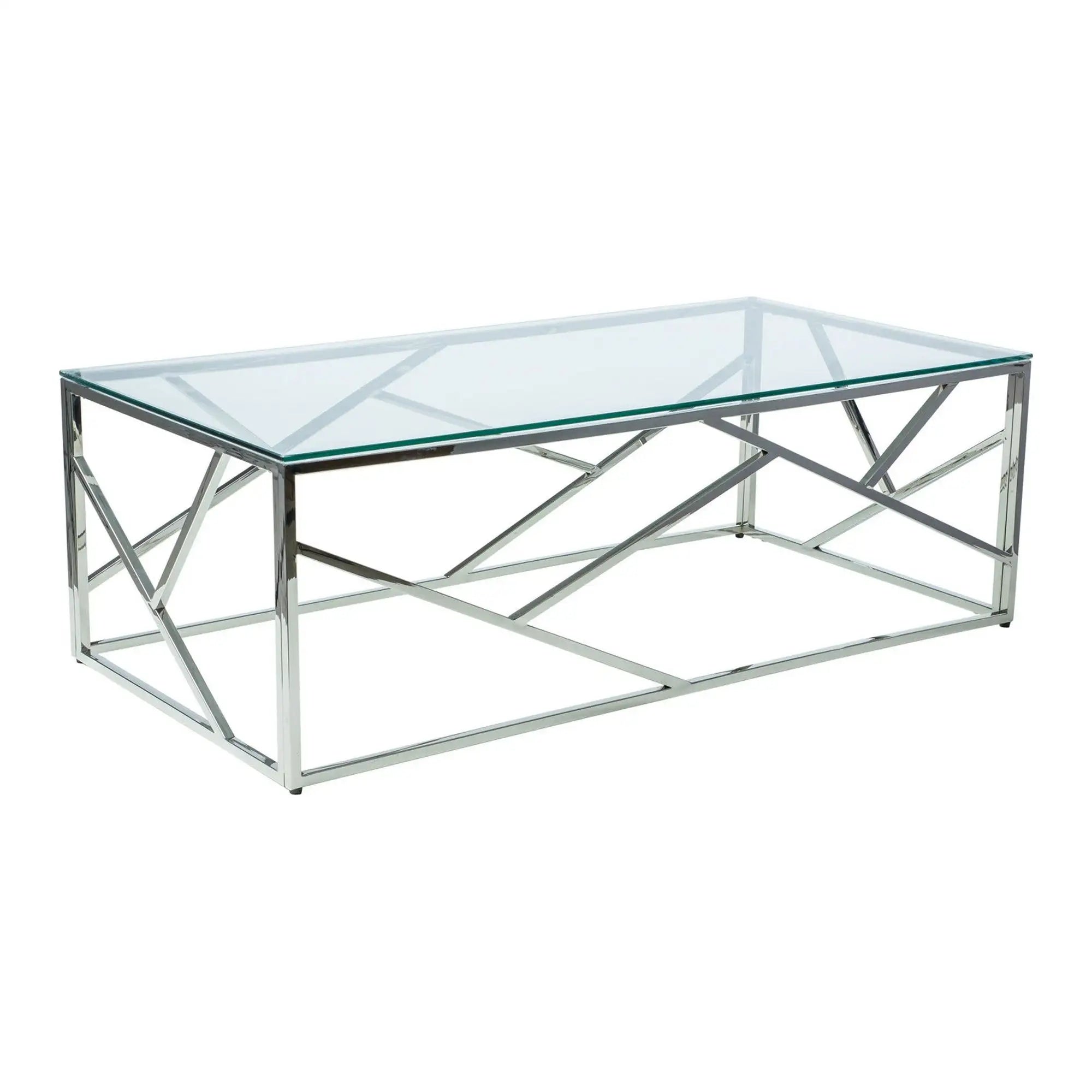 Masuta cafea Escada A, transparent/argintiu, sticla securizata/metal, 120X60X40 cm