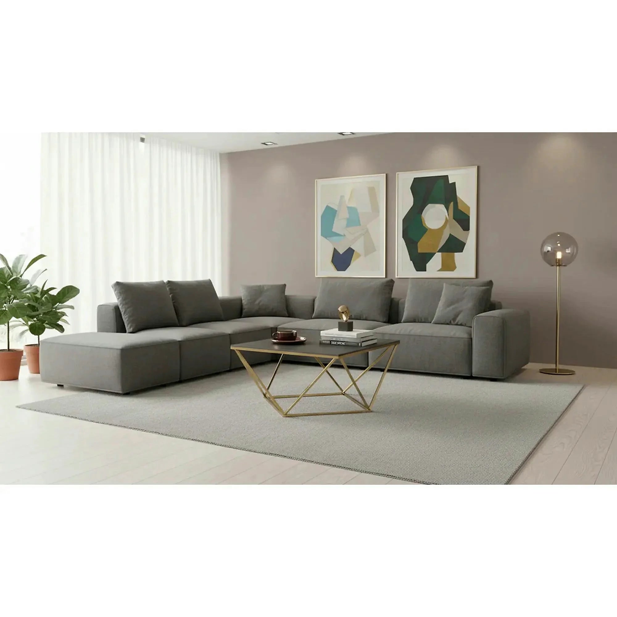 Masuta cafea FELICIA, negru/auriu, ceramica/metal, 80x80x46 cm
