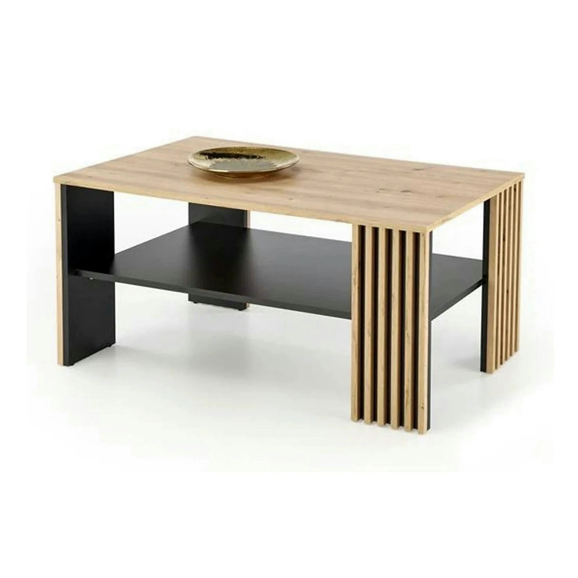 Masuta cafea FEMINA, stejar/negru, PAL laminat, 110x65x52 cm