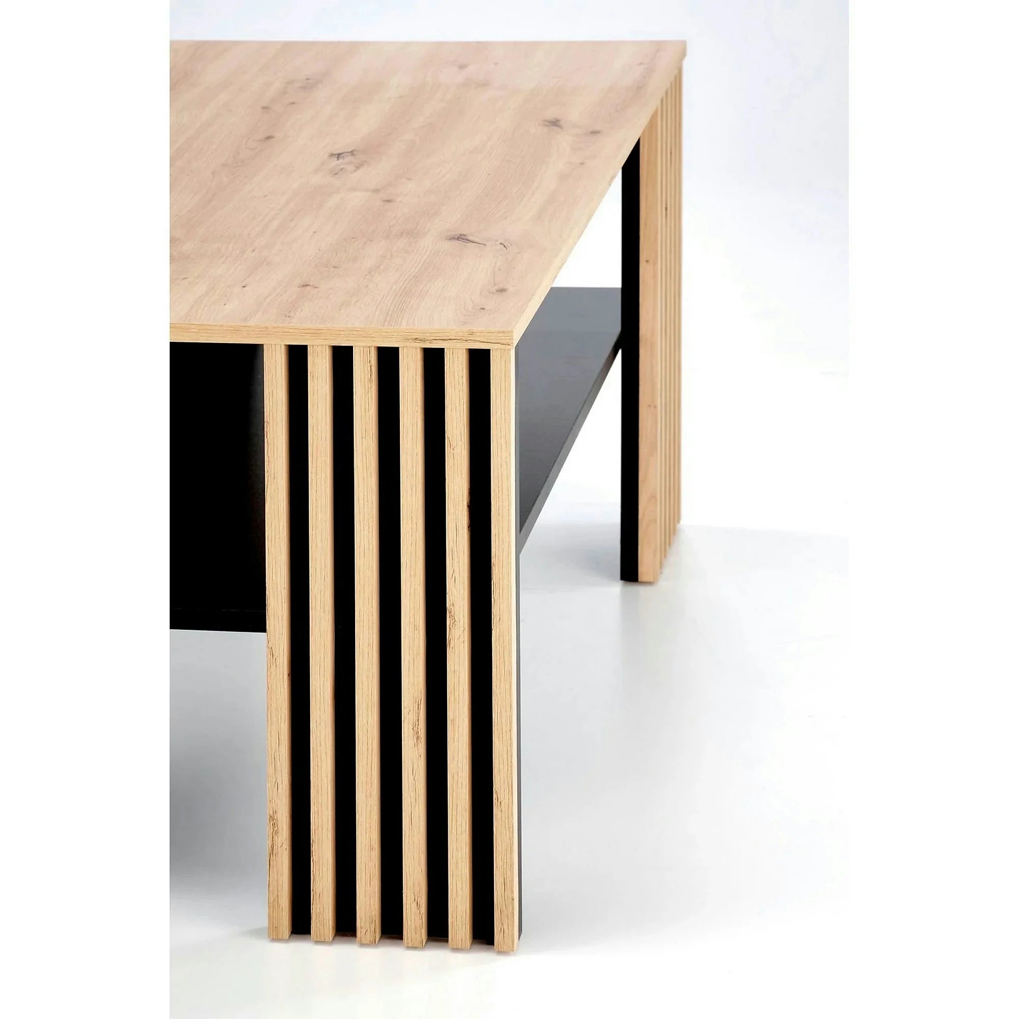 Masuta cafea FEMINA, stejar/negru, PAL laminat, 110x65x52 cm