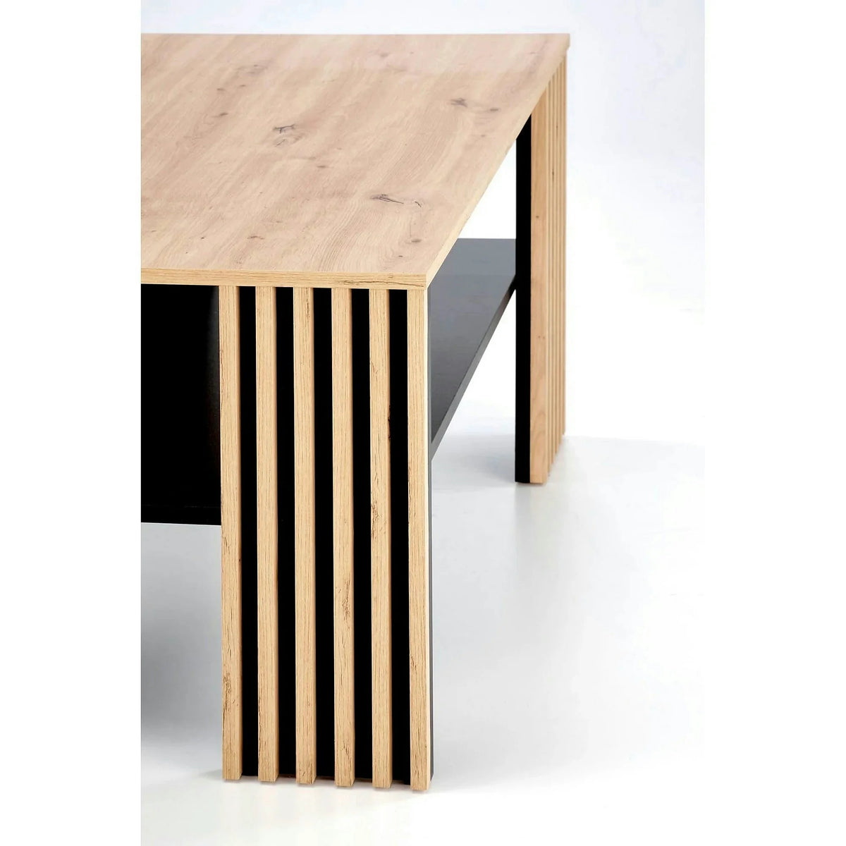 Masuta cafea FEMINA, stejar/negru, PAL laminat, 110x65x52 cm