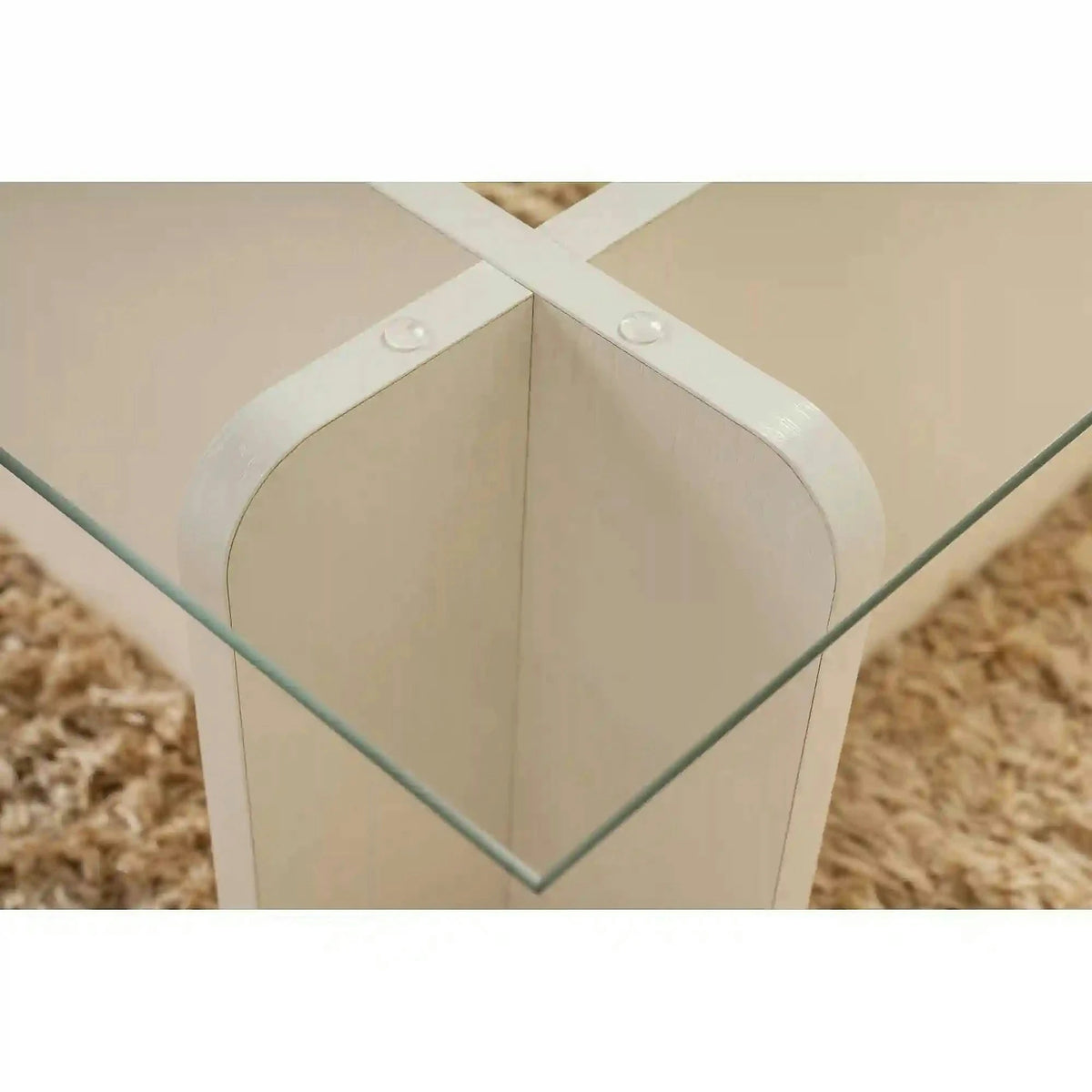 Masuta cafea FLAVIO, alb/transparent, PAL/sticla, 105x65x30 cm