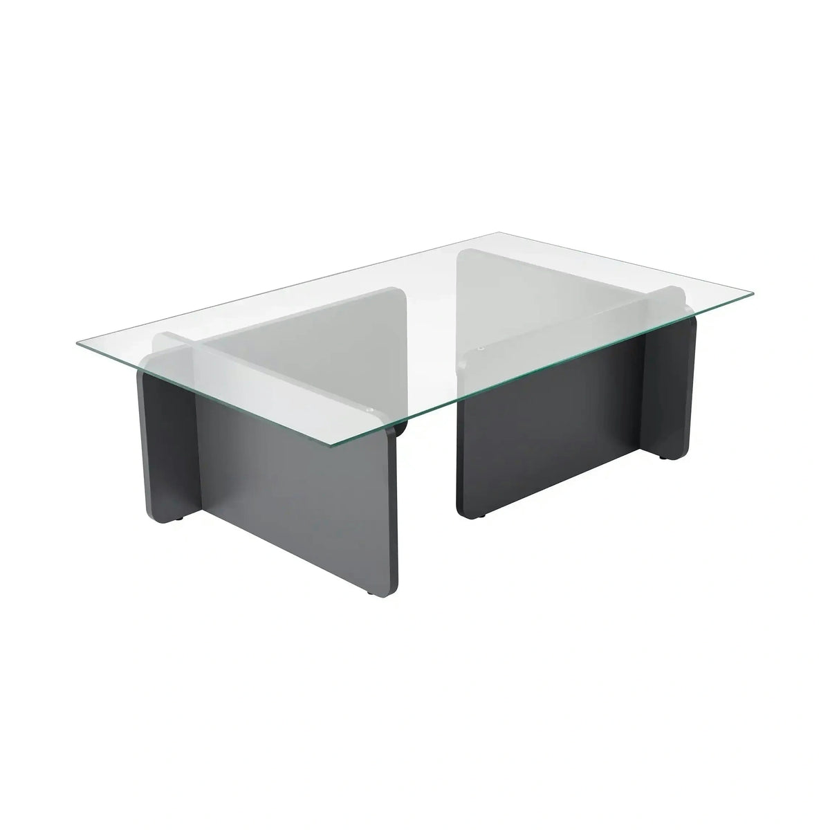 Masuta cafea FLAVIO, gri antracit/transparent, PAL/sticla, 105x65x30 cm