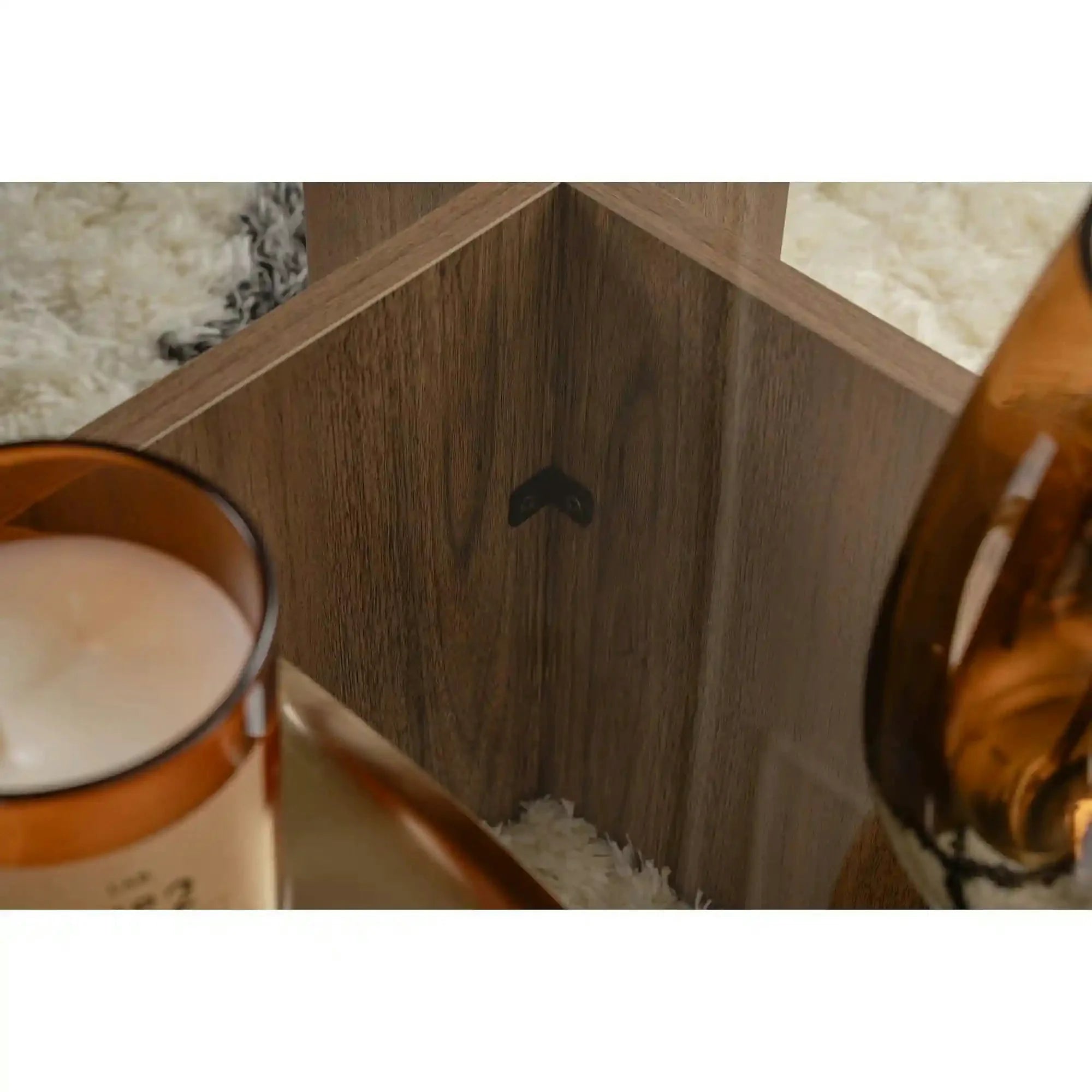 Masuta cafea FLAVIO, nuc/transparent, PAL/sticla, 105x65x30 cm
