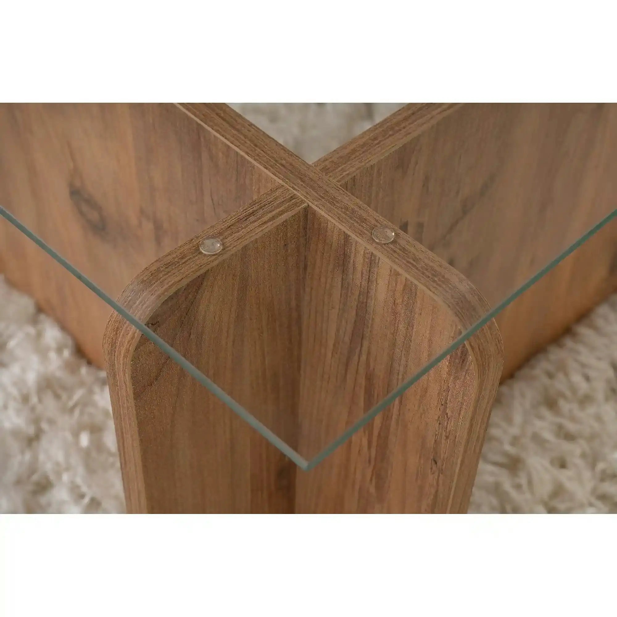 Masuta cafea FLAVIO, pin/transparent, PAL/sticla, 105x65x30 cm