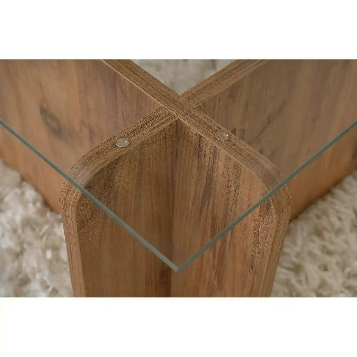 Masuta cafea FLAVIO, pin/transparent, PAL/sticla, 105x65x30 cm