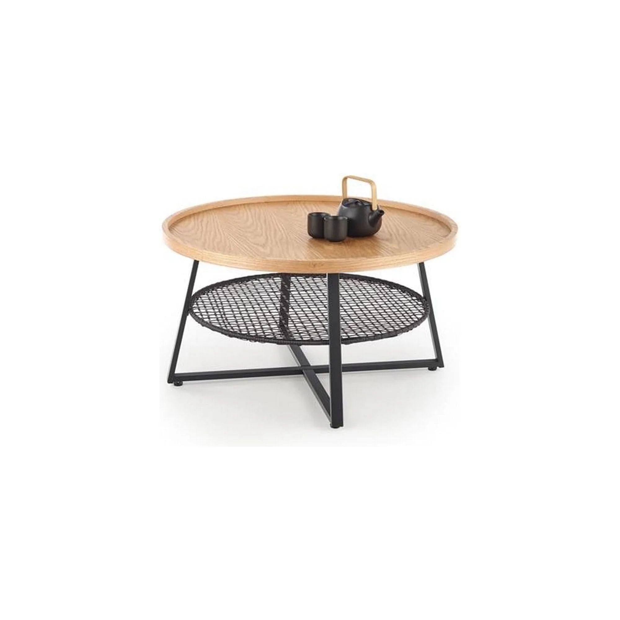 Masuta cafea FLORENCE, stejar natural/negru, 80x80x45 cm