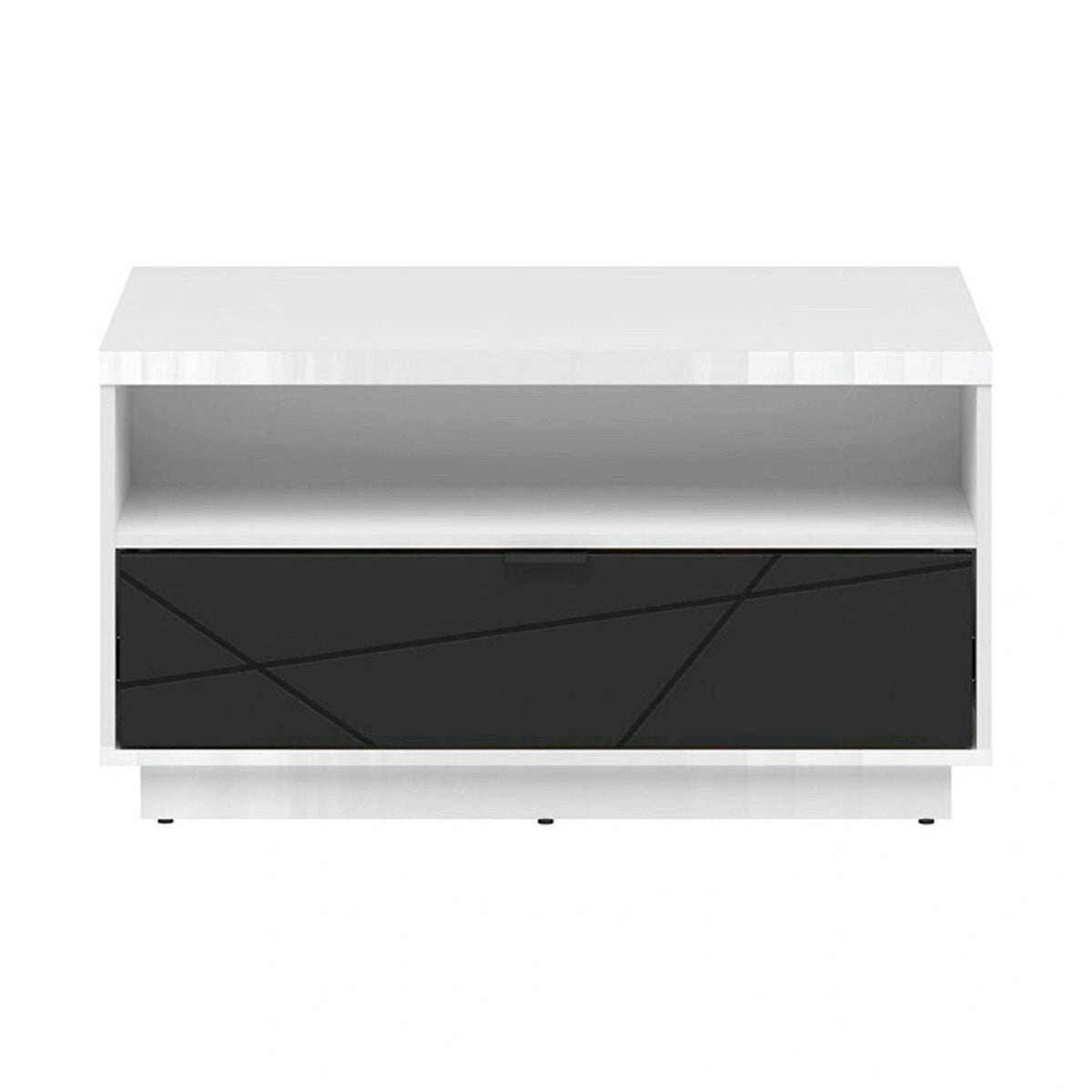 Masuta cafea FORN, alb lucios/negru mat, PAL, 90x60x49 cm