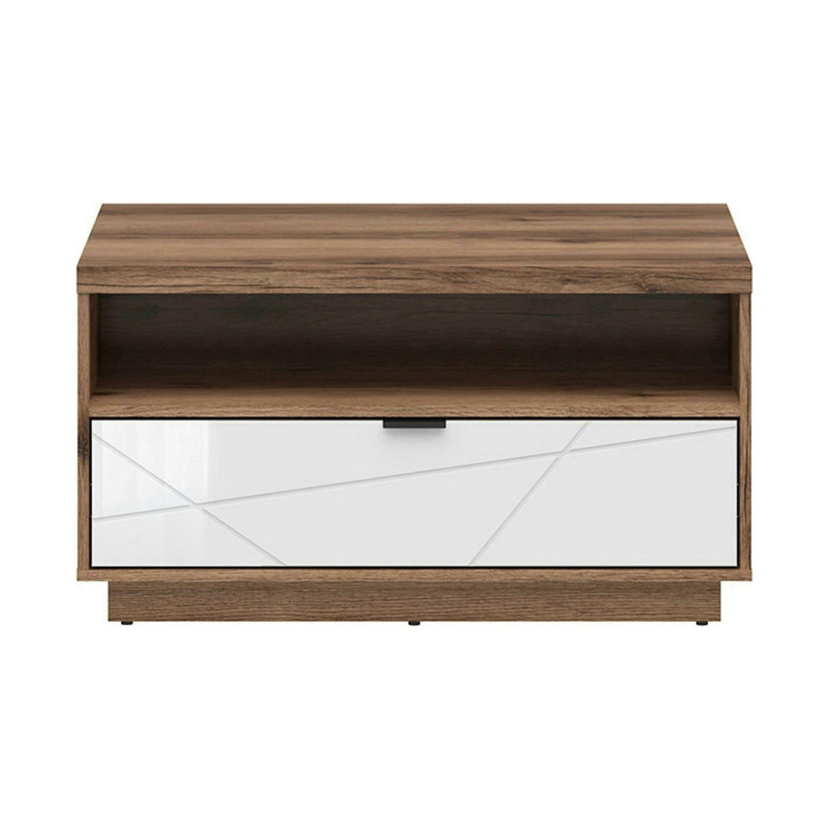 Masuta cafea FORN, nuc/alb lucios, PAL, 90x60x49 cm
