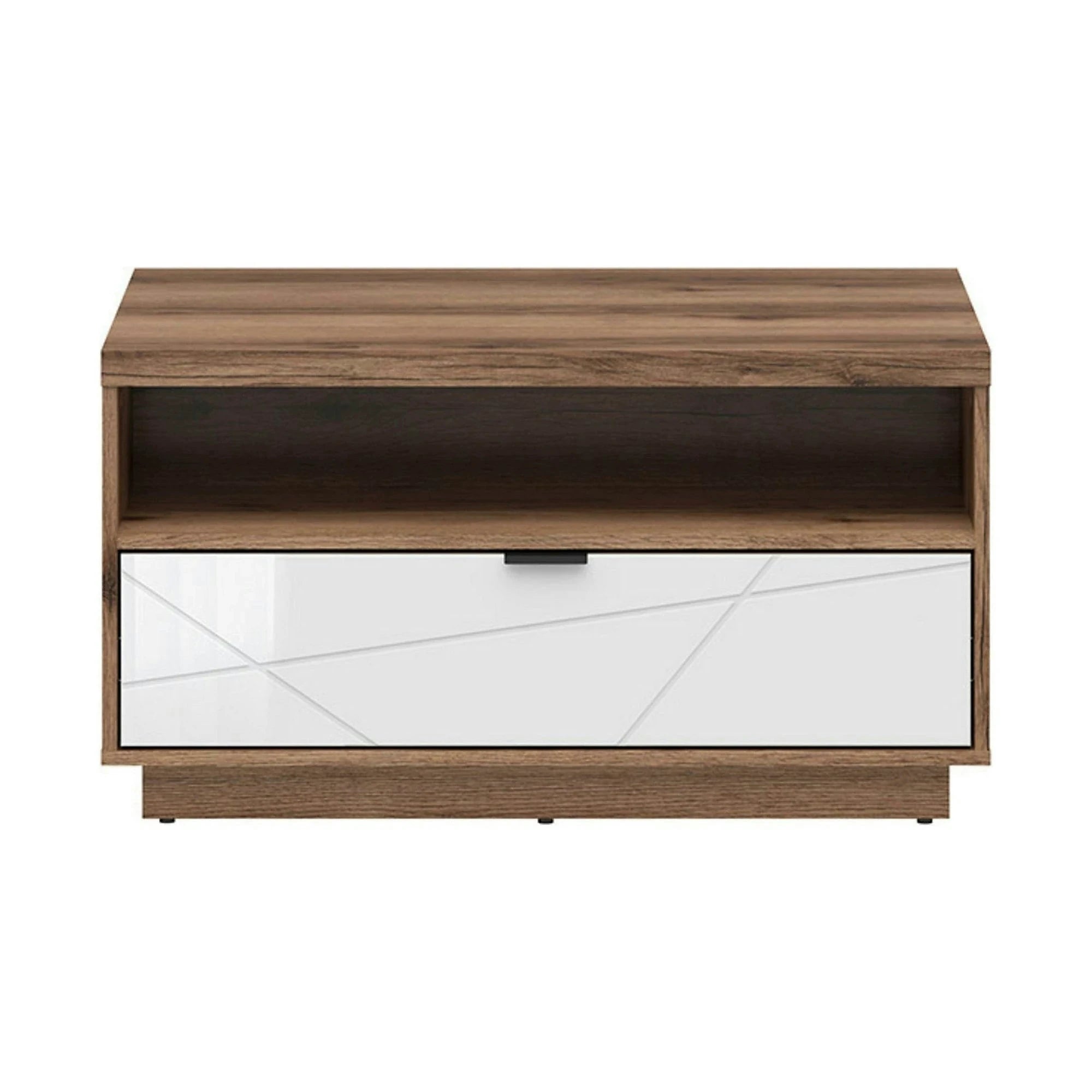 Masuta cafea FORN, nuc/alb lucios, PAL, 90x60x49 cm