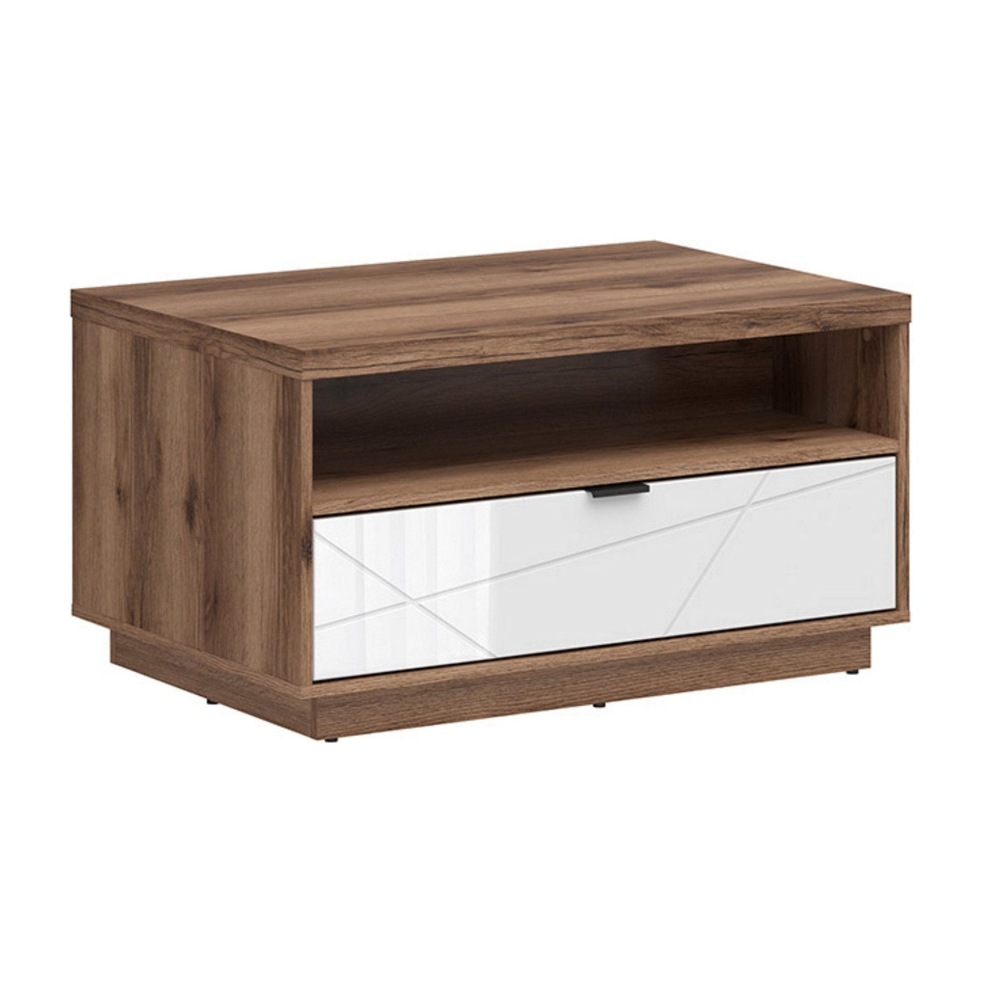 Masuta cafea FORN, nuc/alb lucios, PAL, 90x60x49 cm