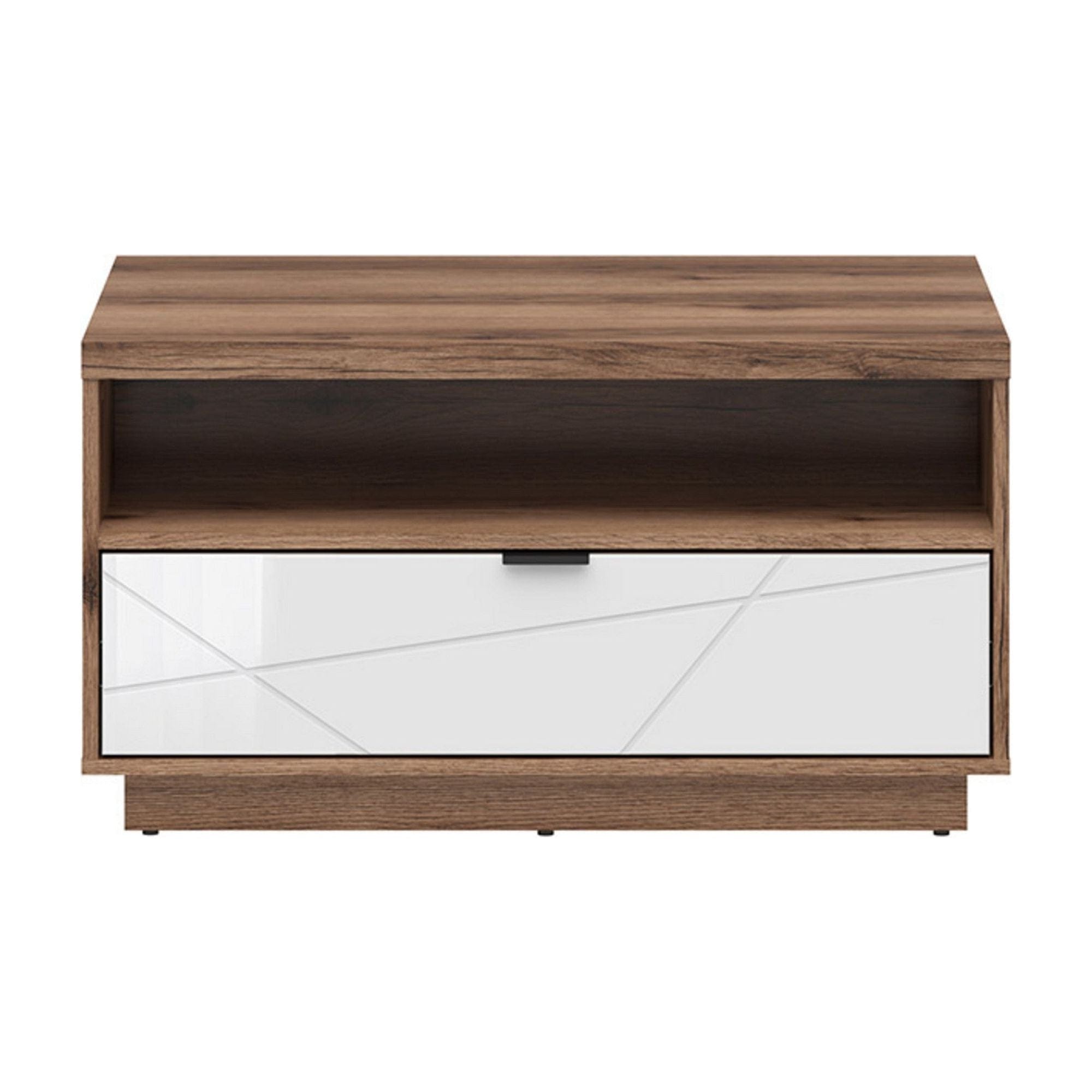 Masuta cafea FORN, nuc/alb lucios, PAL, 90x60x49 cm