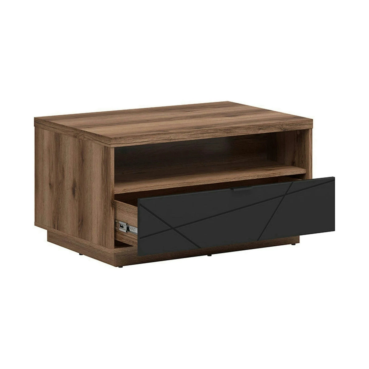 Masuta cafea FORN, nuc/negru mat, PAL, 90x60x49 cm