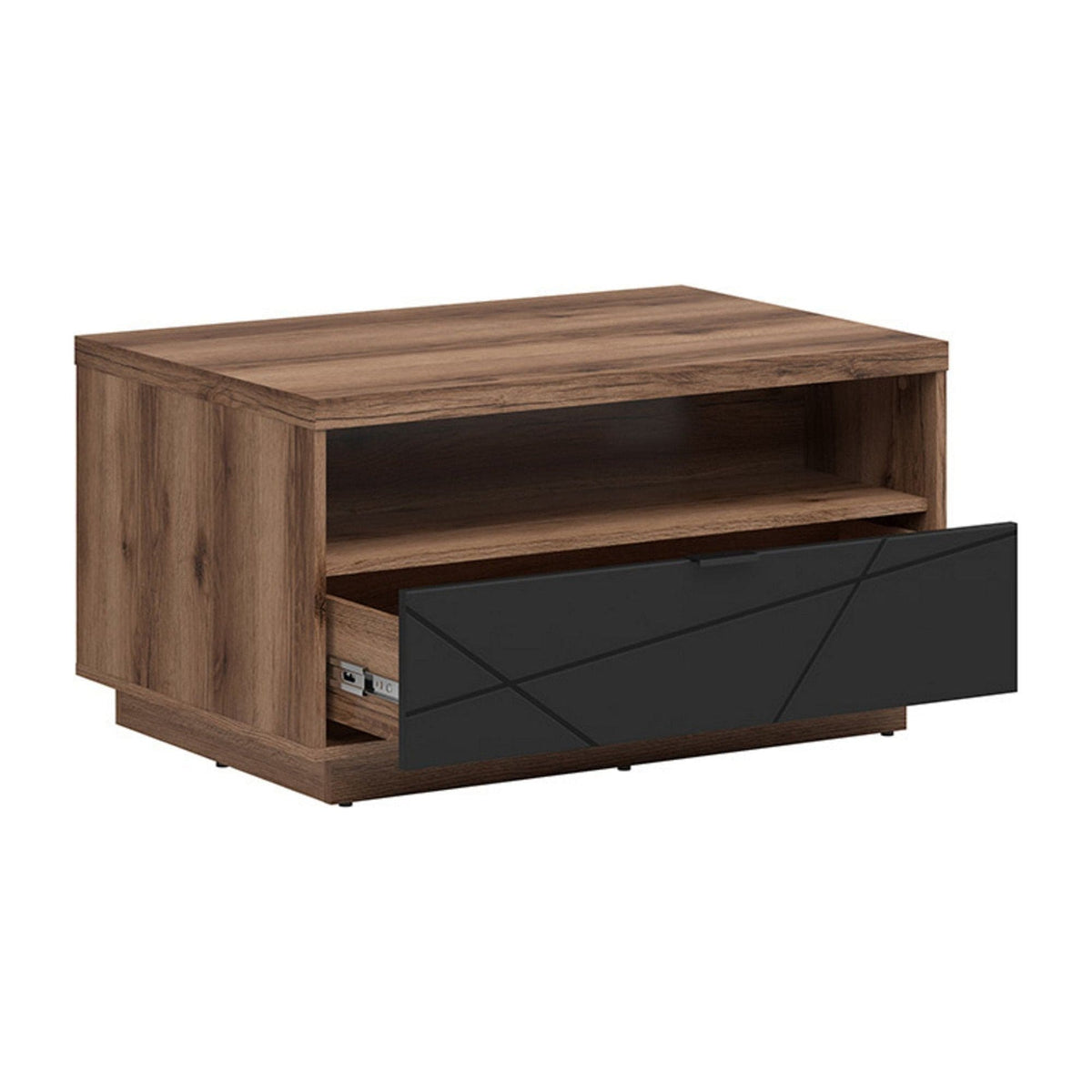 Masuta cafea FORN, nuc/negru mat, PAL, 90x60x49 cm