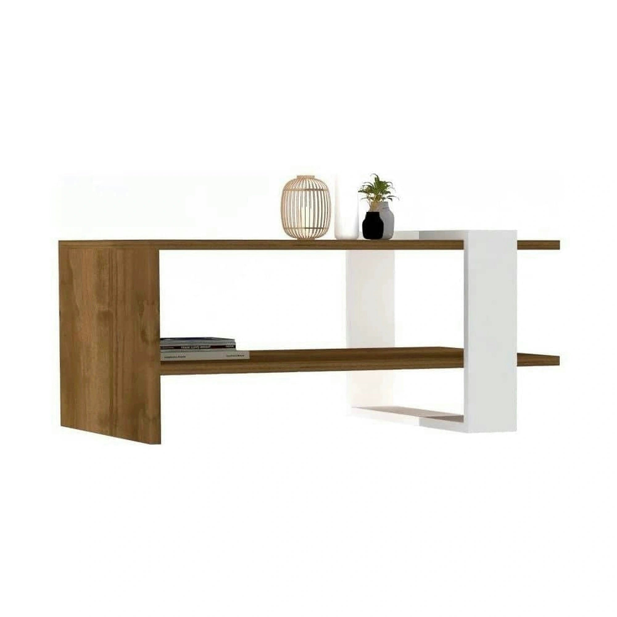 Masuta cafea GAYE, nuc/alb, PAL, 80x50x35 cm