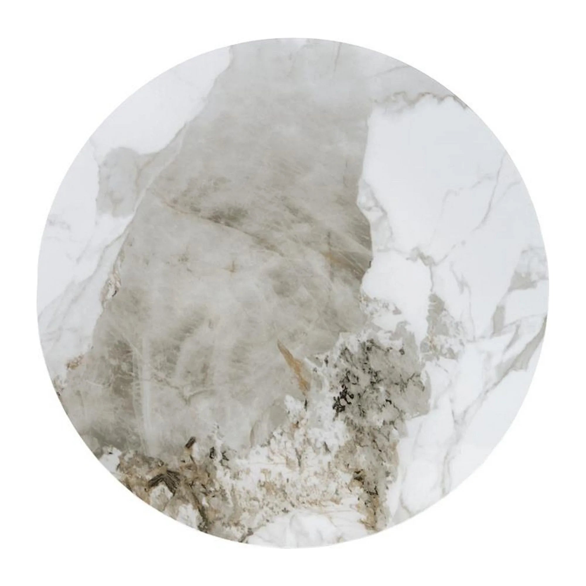 Masuta cafea GENESIS S, alb cu efect de marmura/nuc/auriu, otel/ceramica, 50x50x53 cm