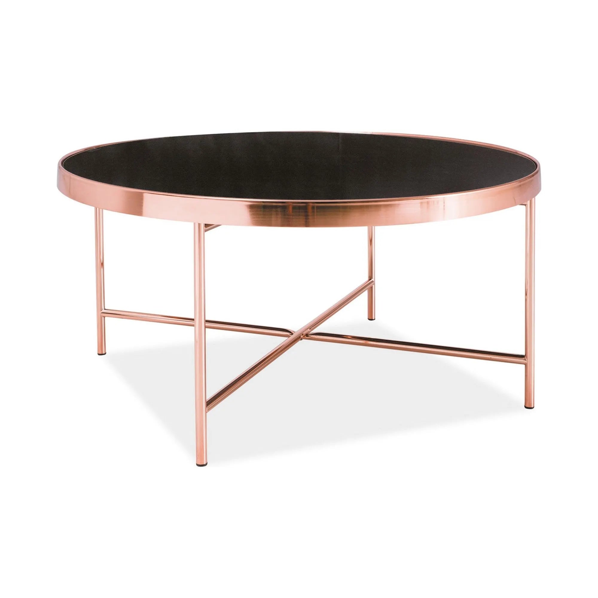 Masuta cafea Gina B, negru/cupru, sticla/metal, 82X40 cm