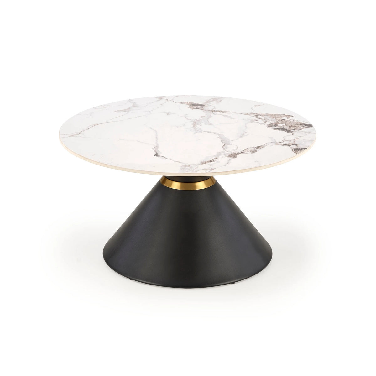 Masuta cafea blat marmura GORETTI, alb/negru/auriu, otel, 80x80x42 cm