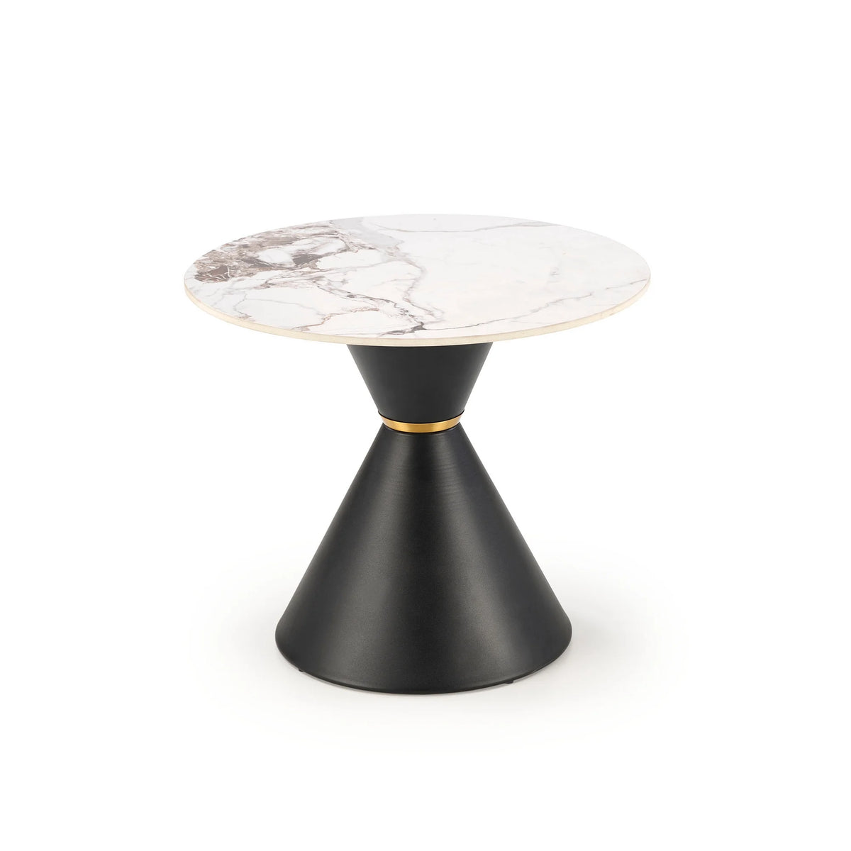 Masuta cafea blat marmura GORETTI S, alb cu efect de marmura/negru/auriu, otel, 60x60x51 cm